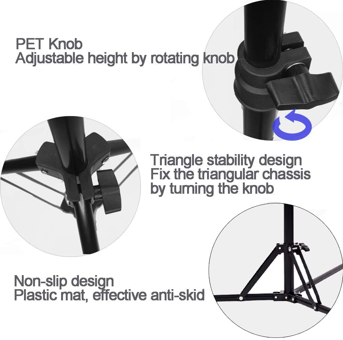 Coret Projector Tripod Stand, Portable Mini Projector Floor Stand, 17-50 Inch Adjustable Height, 360 Rotatable Head, Metal, Black