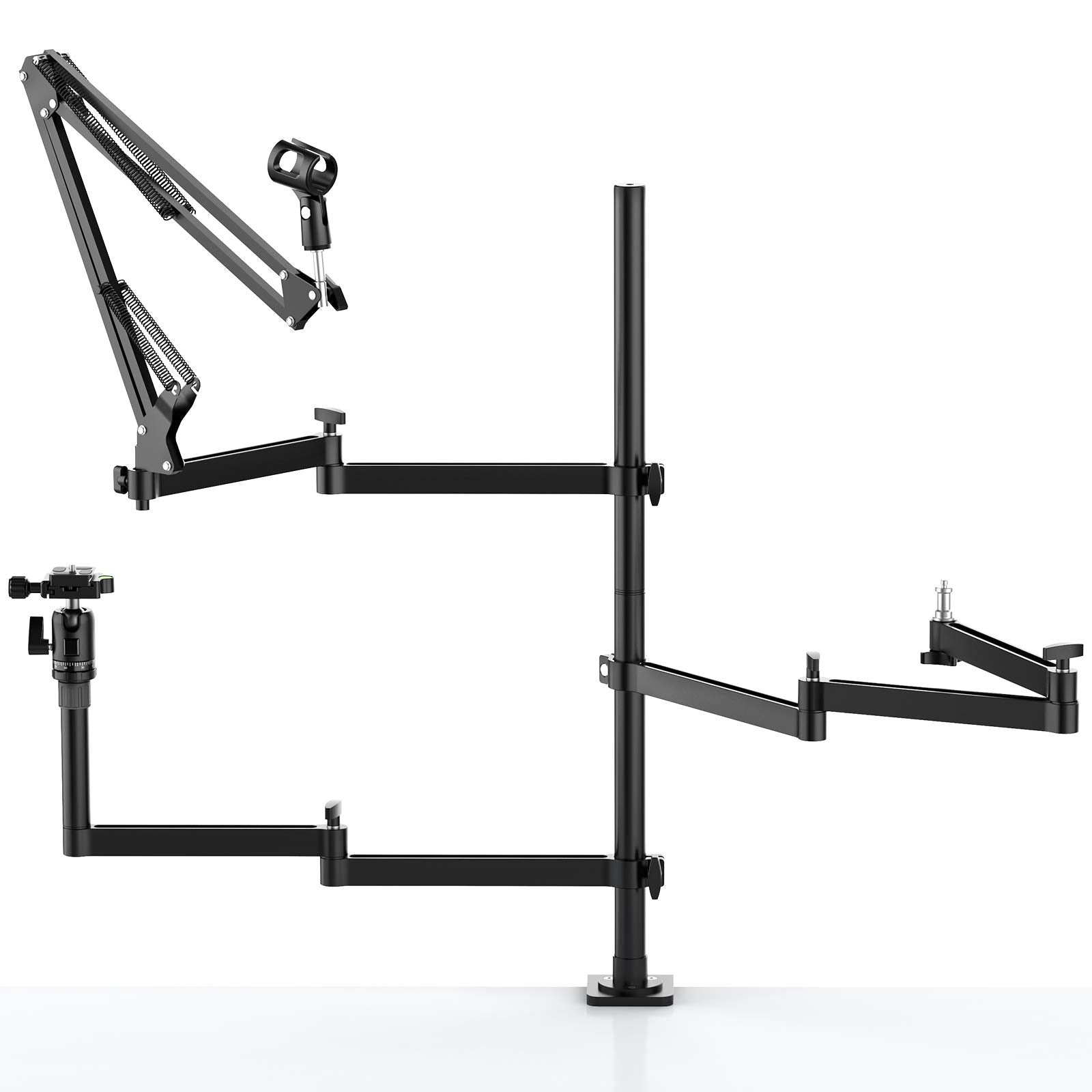 Pictron Live Broadcast Boom Arm, Ulanzi Flexible Desk Mount Camera Arm Clamp Webcam Stand, Microphone Boom Arm For Blue Yeti Snowball Yeti Nano, Webcam, Camera, Led Light, Voice Recording, Podcasting