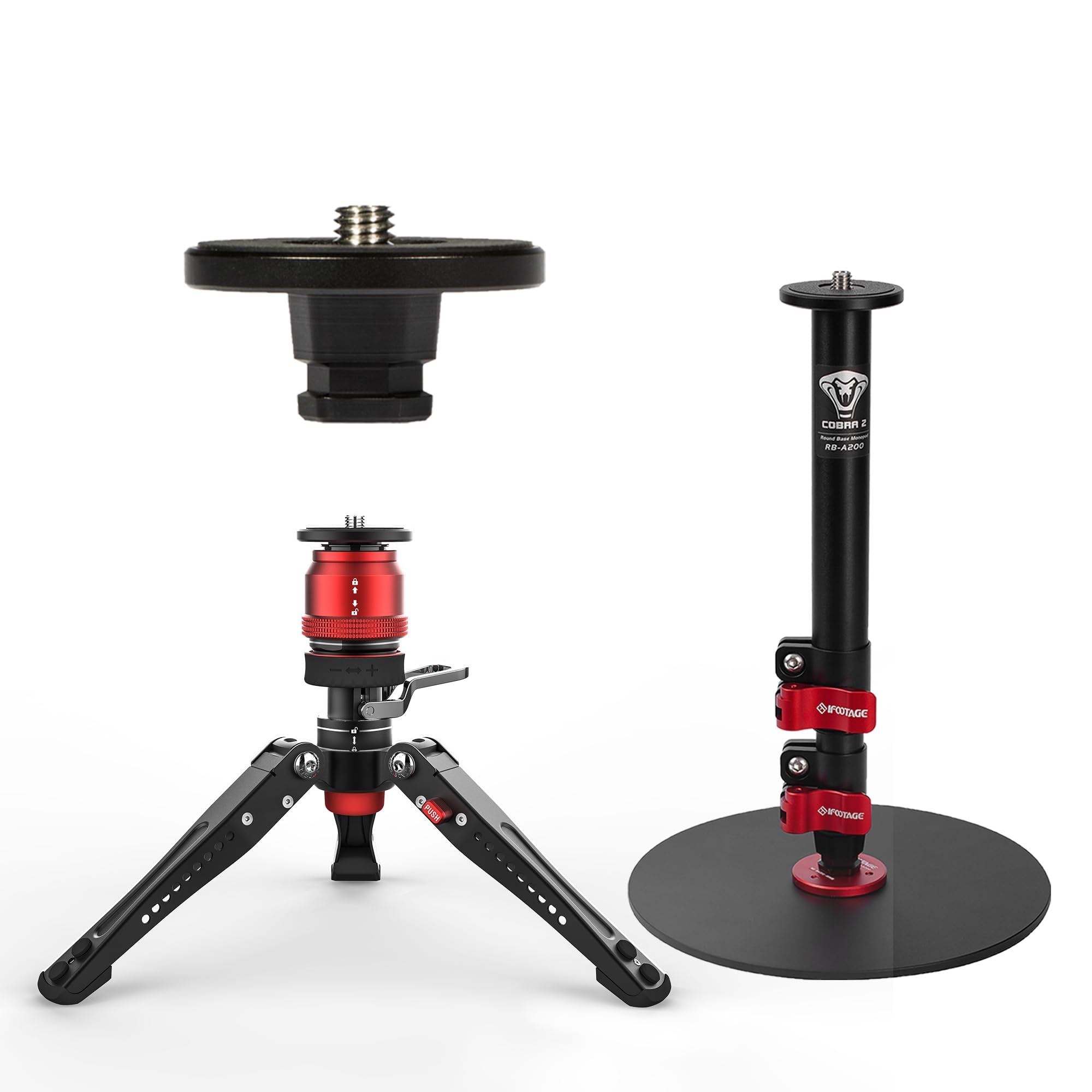Ifootage Mini Tripod&Base Monopod With Quick Release Plate Kit,Professional Tabletop Tripod With Pedal For Photography, Desktop Tripod Compatible With Sony, Nikon, Canon Dslr Camera, Base-P