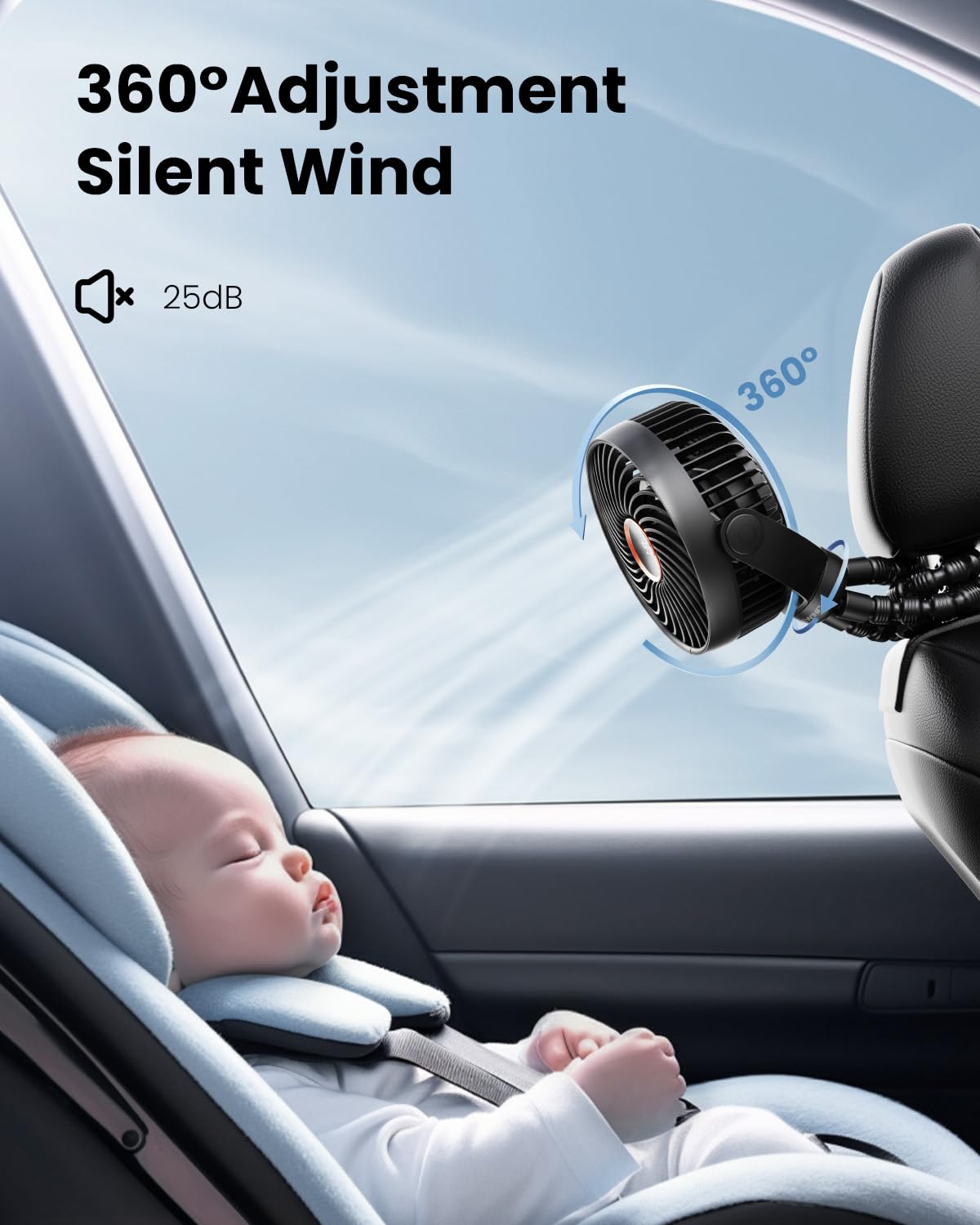 Stroller Fan, 3600Mah Portable Battery Operated Smal Clip On Fan, 4 Speed Rechargeable Mini Personal