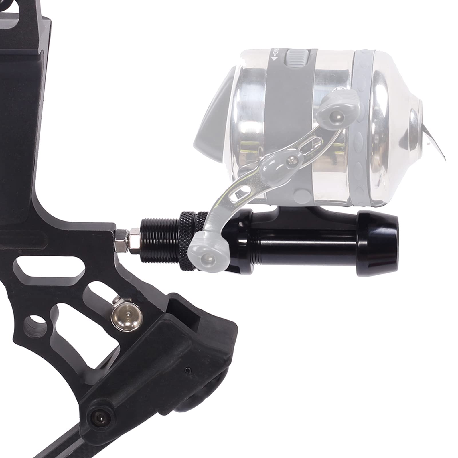 Sopoger Bowfishing Reel Seat Mount - Archery Bow Fishing Reel Mount Heavy Duty Aluminum Spinning Reel Seat Set For Compound And Recurve Bow Hunting Fishing Rod (Black)