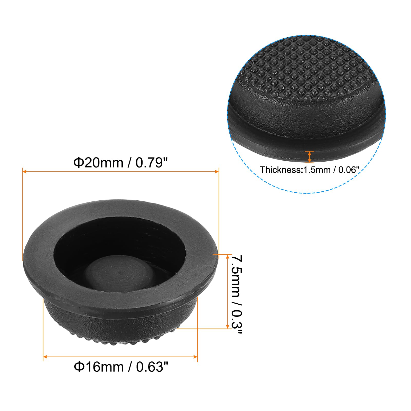 Patikil 0.63" Led Flashlight Switch Cap, 6 Pcs Silicone Soft Boot Cover For Push Button Switch Electric Torch Handheld Flashlights Diy Project, Black