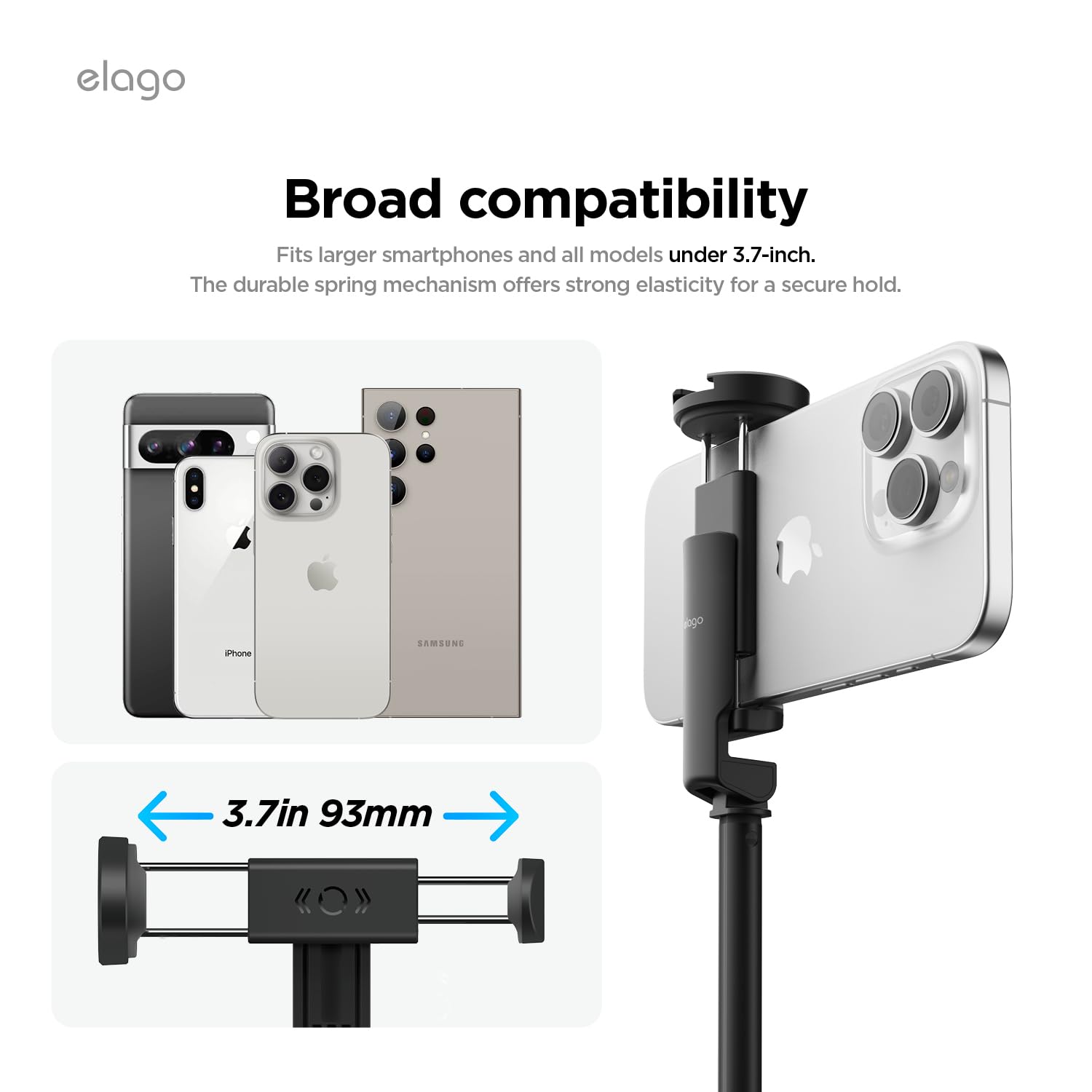 Elago 60" Phone Tripod & Selfie Stick Pro Compatible With Iphone And Galaxy, Remote Controller Included, Portable, Lightweight, Extendable [Pouch, Bluetooth Remote] [Black]