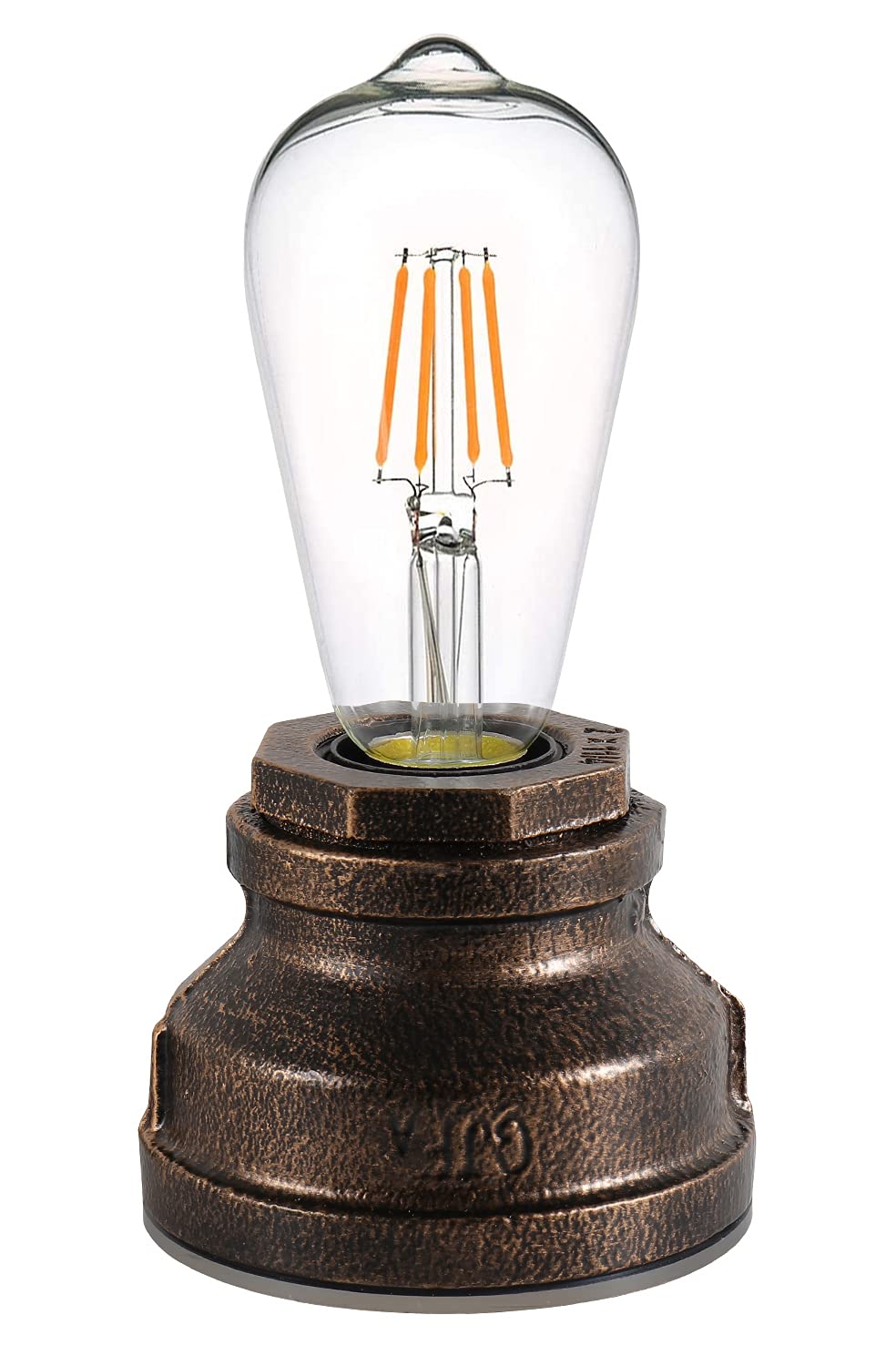 Lovefindahome Vintage Touch Control Table Lamp,Edison 4W Led Dimmable Bulb Included,With 3 Levels Of Brightness,Small Desk Industrial Night Light For Living Room Bedroom,Bronze