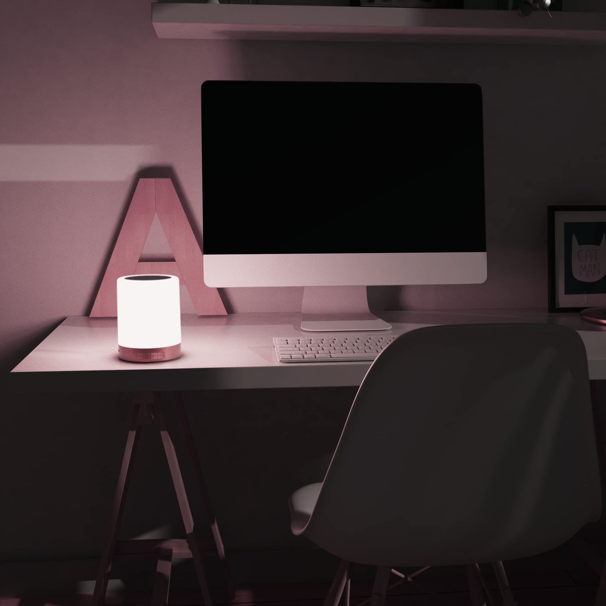 Elecstars Touch Bedside Lamp - With Bluetooth Speaker, Dimmable Color Night Light, Outdoor Table Lamp With Smart Touch Control, Best For Men Women Teens Kids Children Sleeping Aid(Rose Gold)