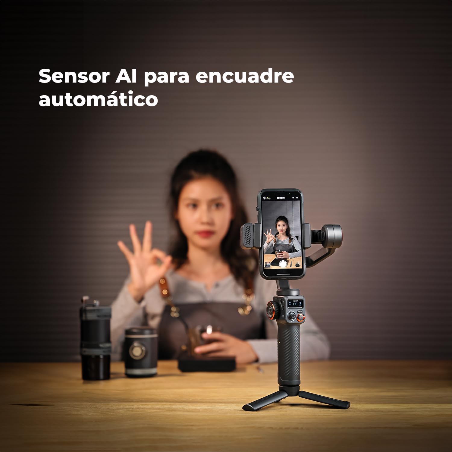 Hohem Isteady M6 Kit Gimbal Stabilizer For Smartphone, 3-Axis Phone Gimbal With Ai Tracking, Magnetic Fill Light, 18H Long Lasting Battery Stabilizer For Iphone & Android, Ideal For Video Recording
