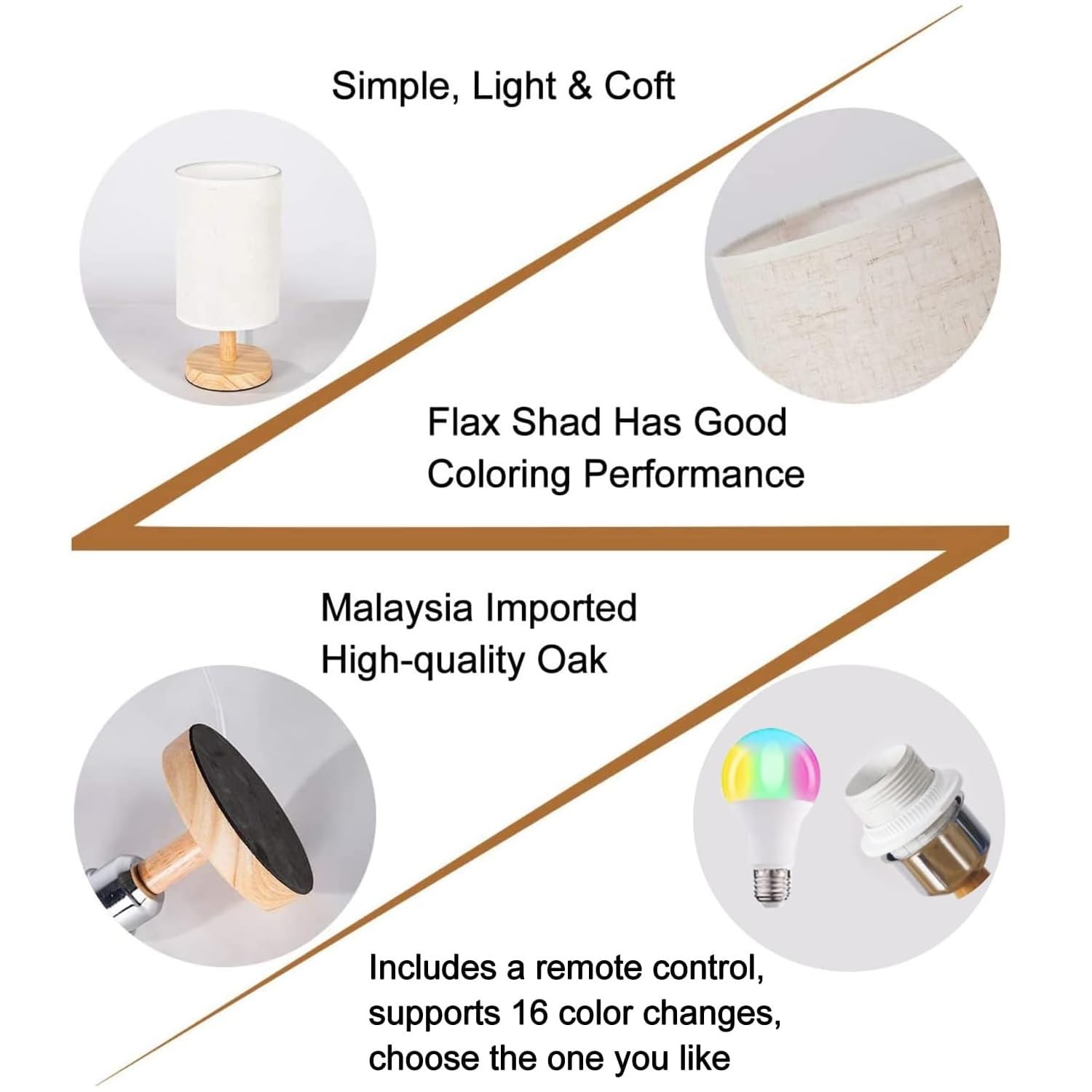 Rainfallaring Cute Minimalist Bedside Table Lamp Boho Magic Rainbow Sun And Rays Abstract Geometric Solid Wood Nightstand Lamp Bedside Desk Lamps Wood Base Flaxen Fabric Shade For Girls Bedroom Nursery Living Room