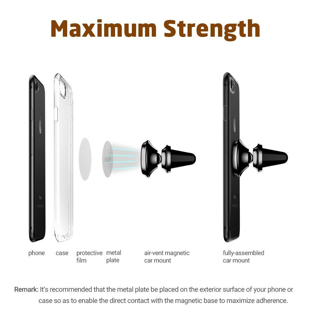 Iflash Universal Air Vent Magnetic Car Mount Phone Holder, 360 Degree Rotation For Multi-Angle View, Cradle-Less Car Phone Mount Stand, For Apple Iphone/Samsung Galaxy (Sliver)