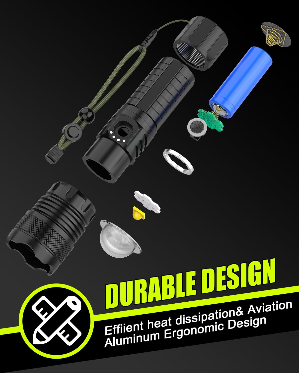 Victoper Led Flashlights, High Powered 1,000,000 Lumens Super Bright Tactical Flashlight, Rechargeable, 5 Modes Zoomable Waterproof Flash Lights For Emergency, Outdoor, Home, Camping, Hiking