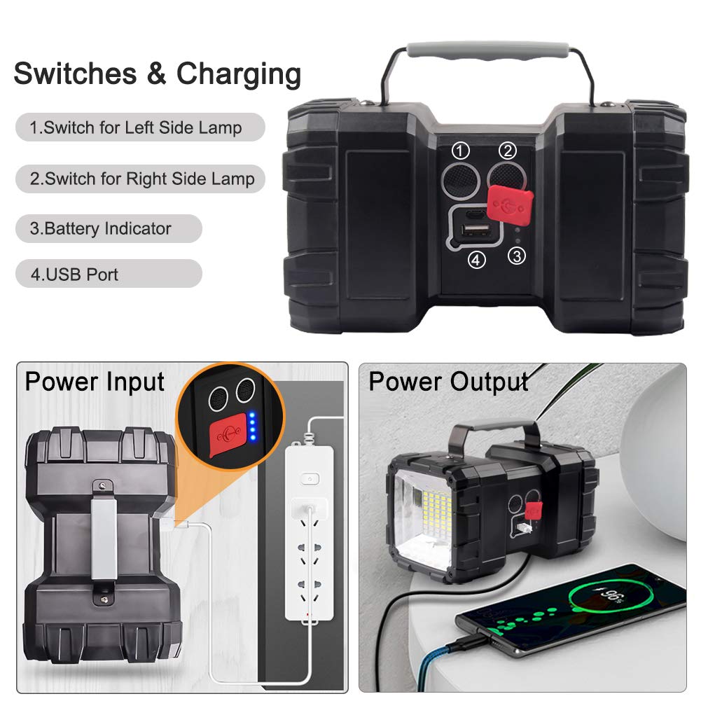 Alpswolf Rechargeable Flashlight, Led Spotlight Flashlight 10000 Capacity 1200Lm 20H Ultra-Long Standby 3+4 Lights Modes Camping Flashlight Waterproof With Usb Output As A Power Bank