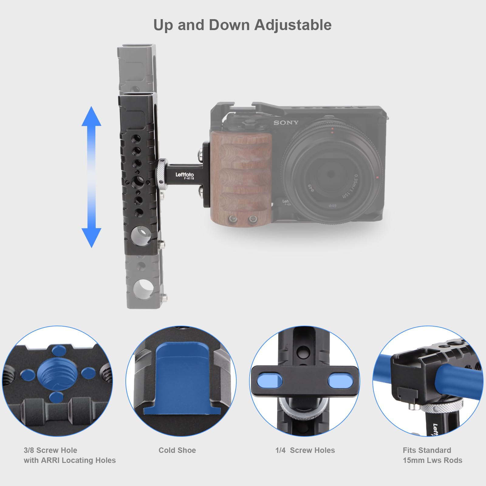 Leftfoto Universal Camera Top Handle Grip/Side Handle, For Dslr Camera Cage Video Camcorder Rig Video Film Movie Making,With Shoe Mount For Led Lights Microphones