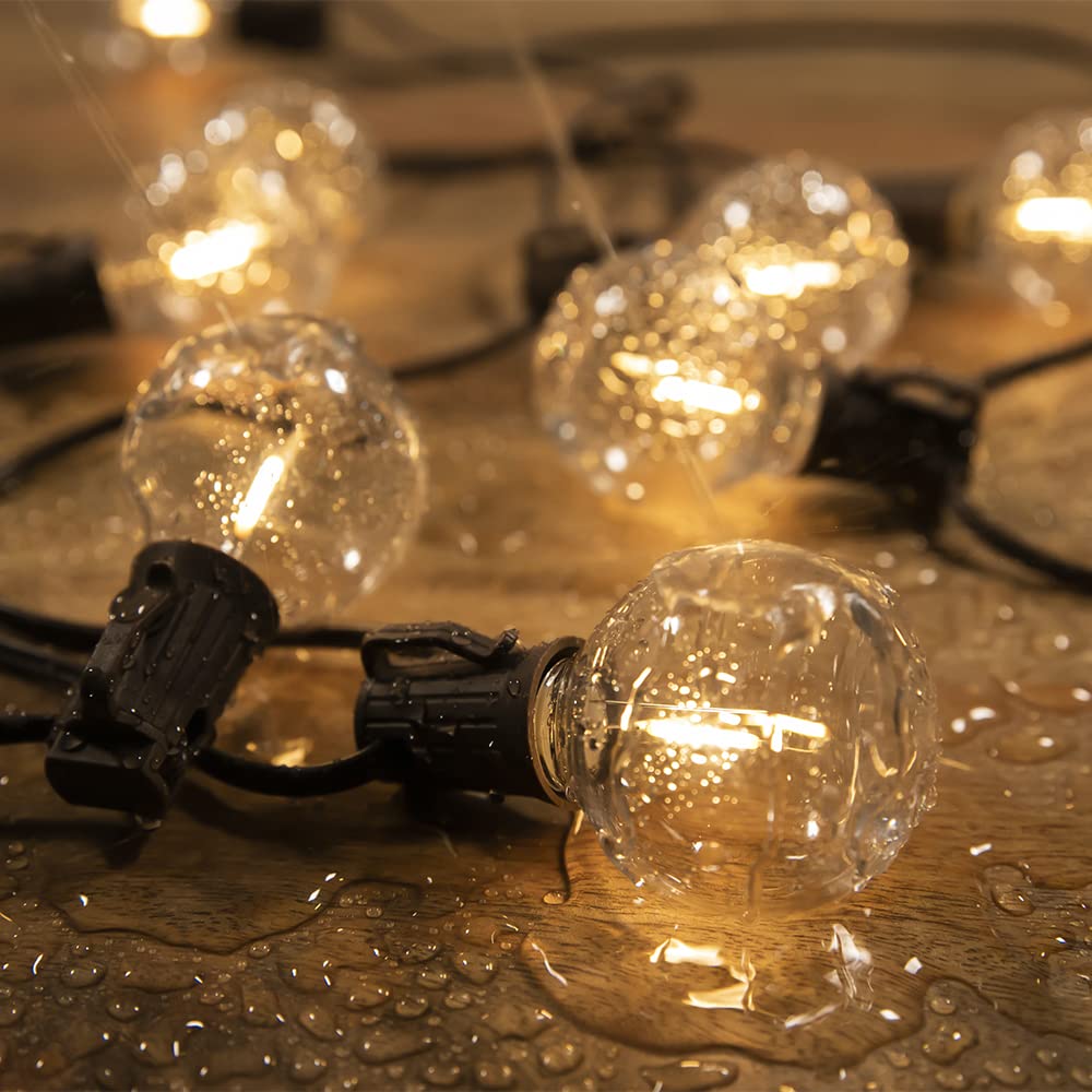 All Fortune Solar Outdoor String Lights, 15Ft G50 Patio Lights String Waterproof With 10 Warm White Led Shatterproof Bulbs, Perfect For Garden, Backyard, Pergola, Party, Cafe, Camping Decoration