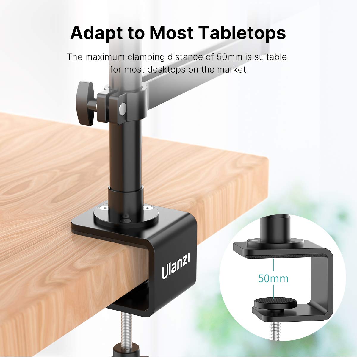 Pictron Live Broadcast Boom Arm, Ulanzi Flexible Desk Mount Camera Arm Clamp Webcam Stand, Microphone Boom Arm For Blue Yeti Snowball Yeti Nano, Webcam, Camera, Led Light, Voice Recording, Podcasting