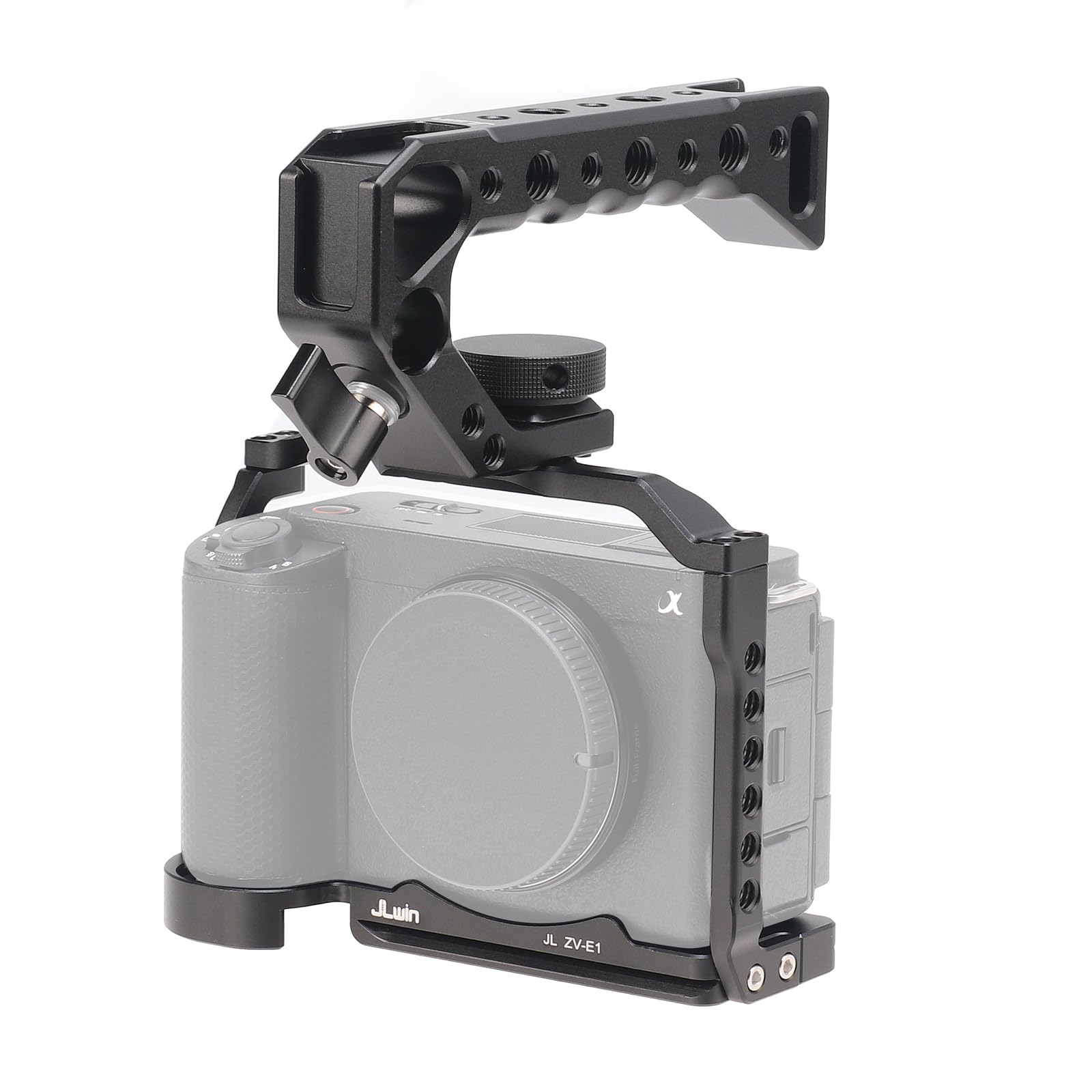 Focusfoto Camera Cage With Top Handle Kit For Sony Zv-E1 Camera, Aluminium Vlogging Stabilizer Rig With Nato Rail, 1/4"-20 Screw Mount, 3/8"-16 Locating Pin For Arri Grip, Quick Release Plate For Arca