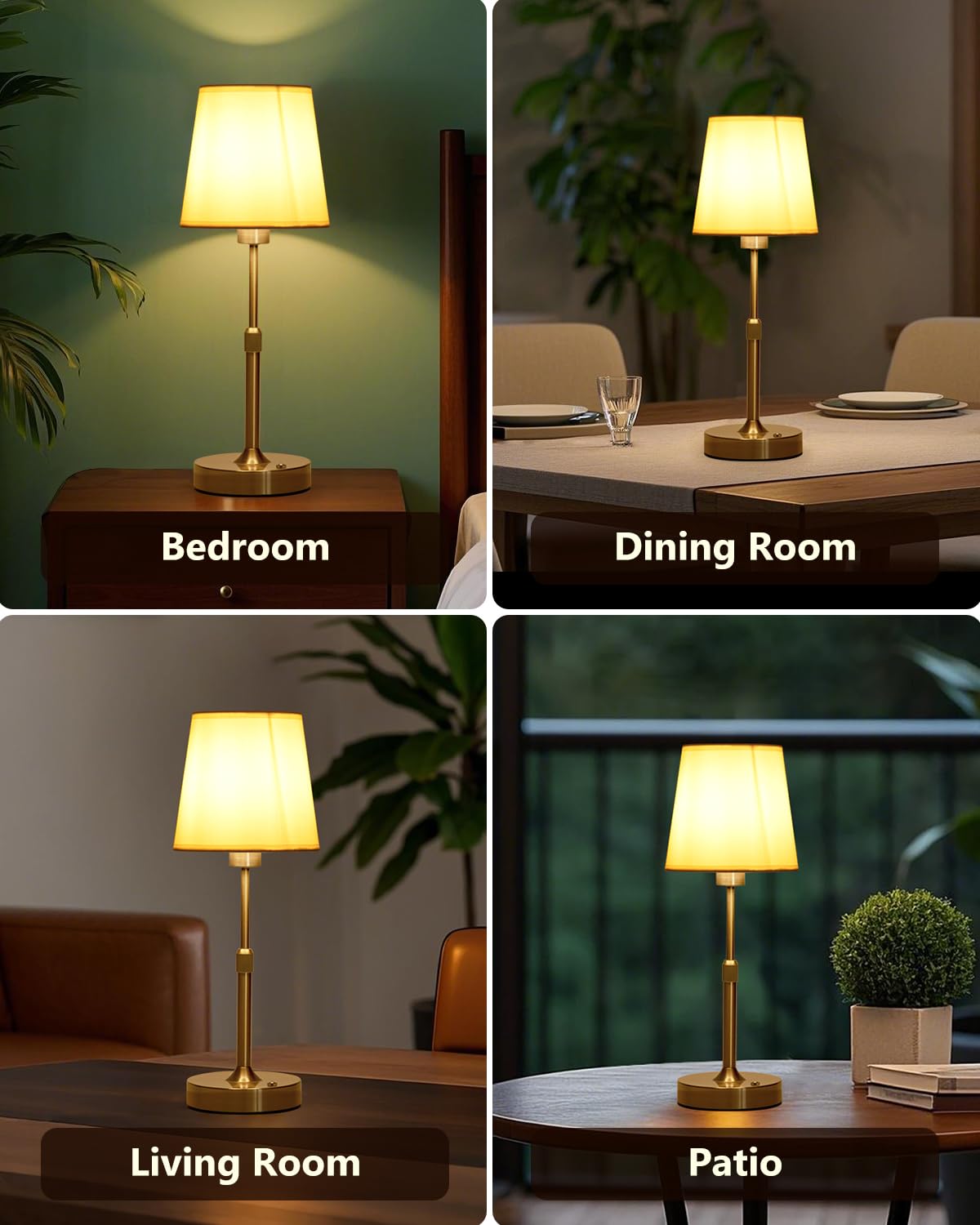 Yiliaw Cordless Table Lamp For Bedroom Adjustable Height Portable Led Desk Lamp, 4200Mah Battery Operated, Stepless Dimmable Touch Lampfor Restaurant Bedroom Bars Outdoor Party, Led Bulb Included