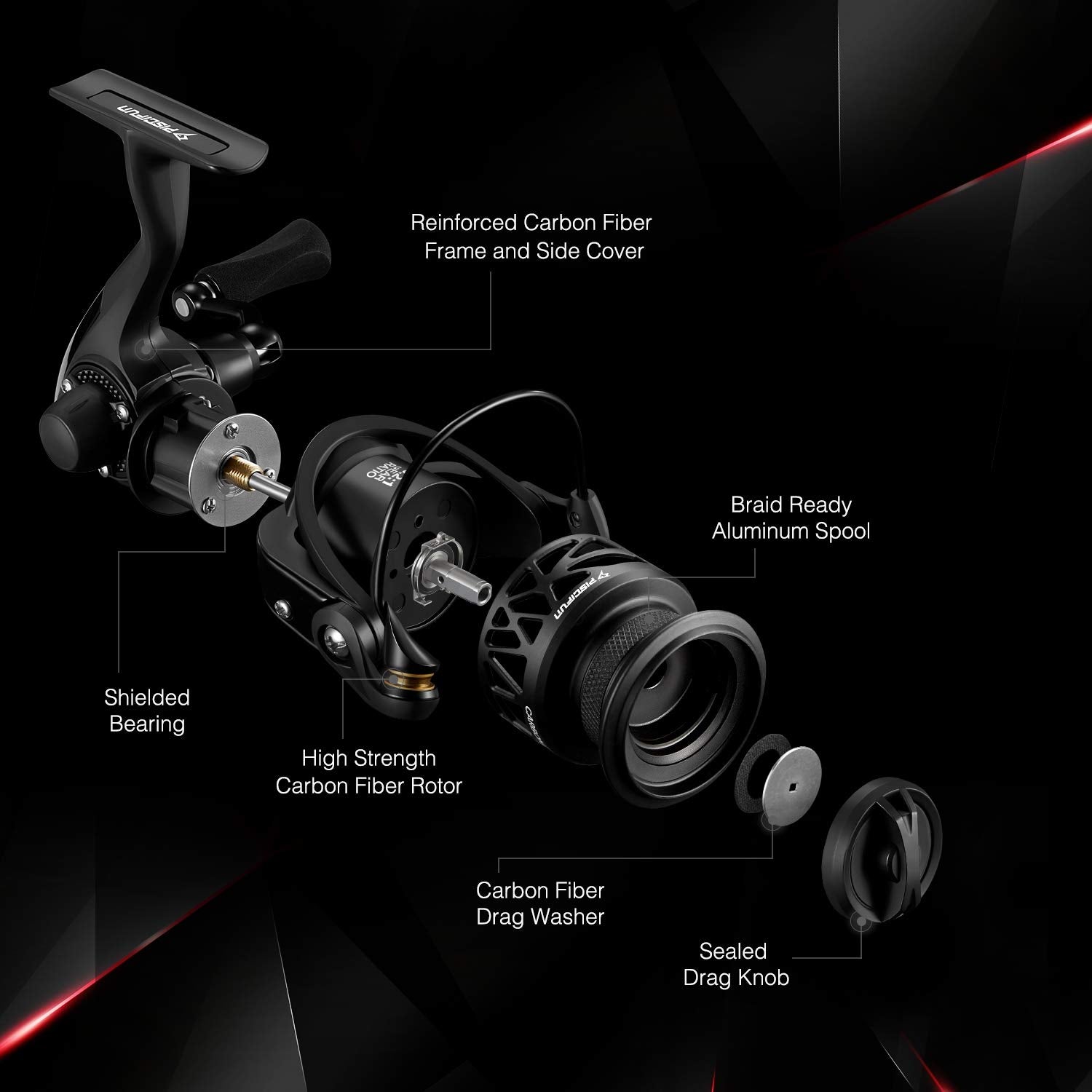 Piscifun Carbon X Spinning Reels, Light To 5.1Oz, Carbon Frame And Rotor, 33Lbs Max Drag, 10+1 Shielded Bb, 5.2:1/6.2:1 High Speed Gear Ratio, Smooth Powerful Saltwater Freshwater Spinning Reel