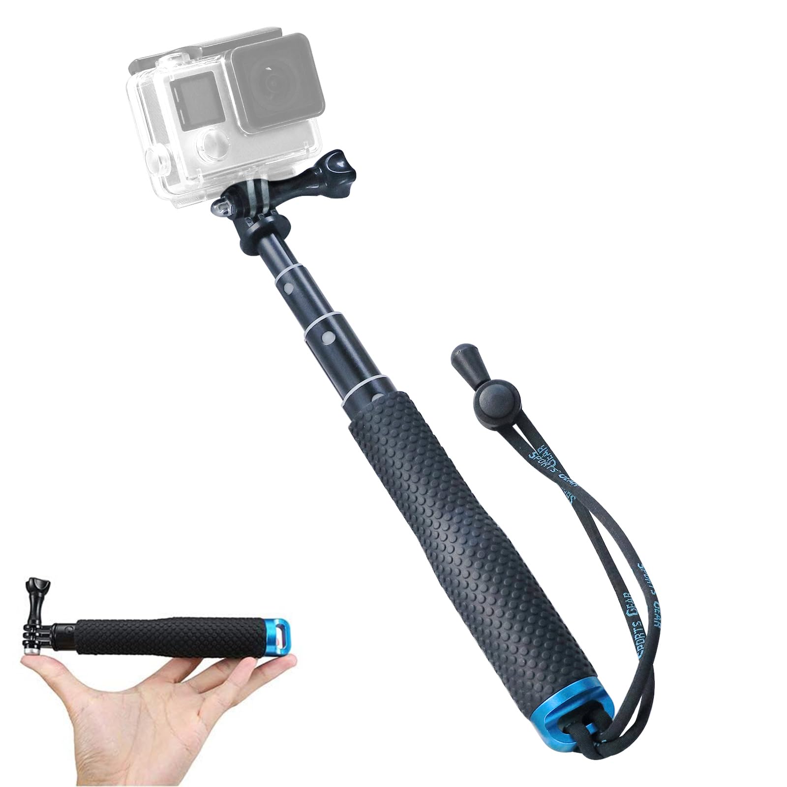 Trehapuva 19” Short Extension Selfie Stick Compact Handle Grip Adjustable Waterproof Monopod Pole Compatible With Gopro Hero 13 12 11 10 9 8 7 6 5 Akaso Dji Osmo Action Camera(Mini Size)