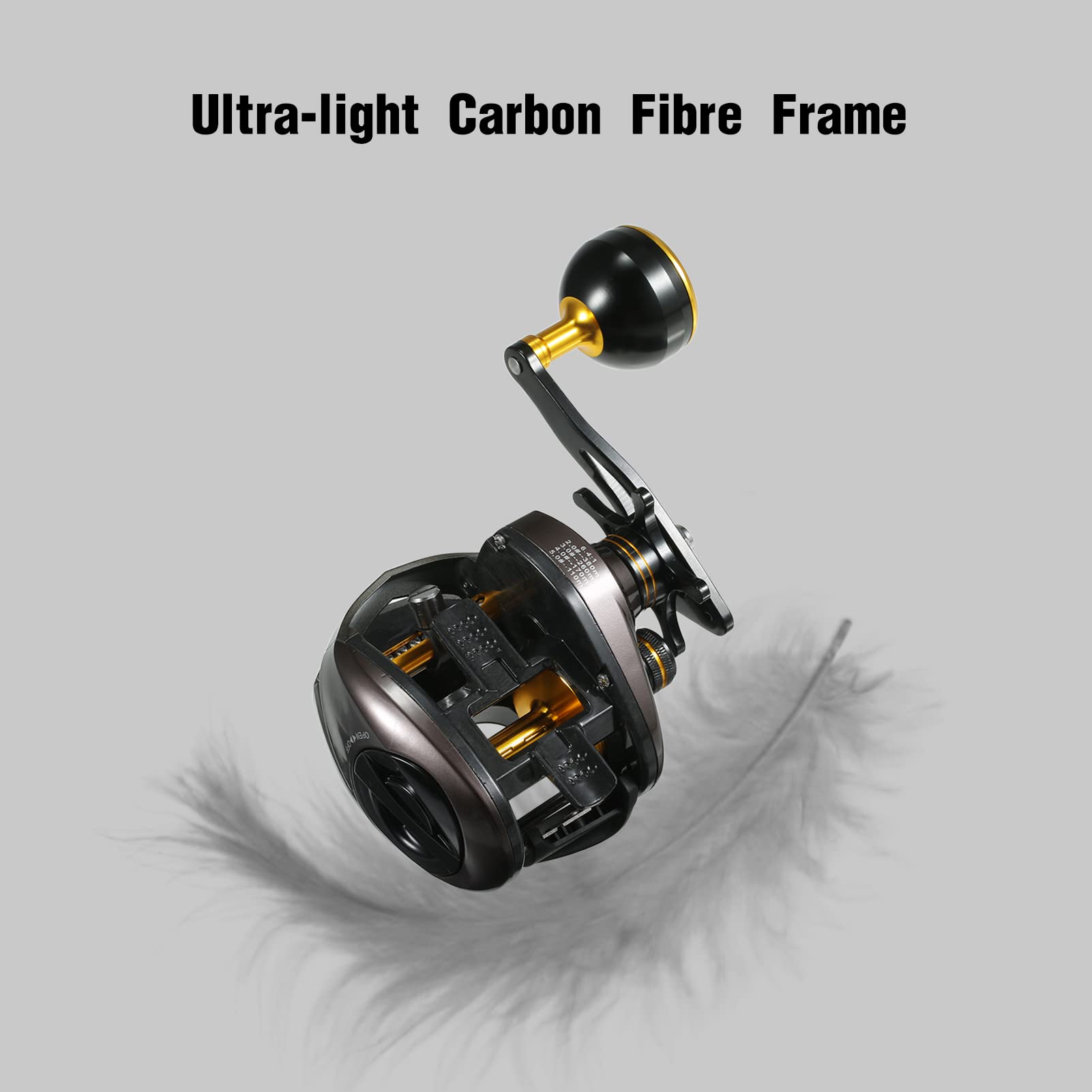 Hxber Usb Reable Carbon Fiber Baitcasting Reel 9+1Bb Fishing Reel With Display High Speed 6.4: 1 Gear Ratio Magnetic Brake System Reel For Right Hand, Left