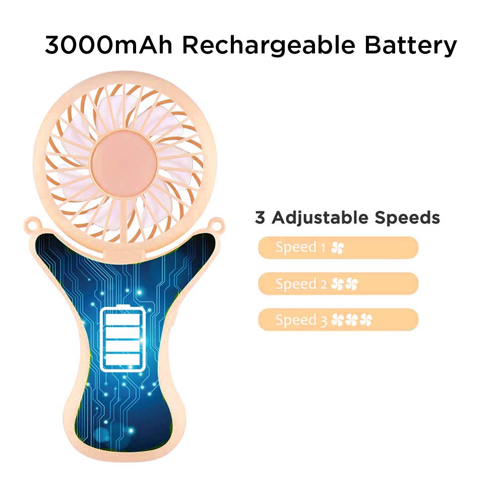 Outxe Necklace Fan Personal Fan 3000Mah Wearable Fan Mini Handheld Fan 90° Rotation Portable