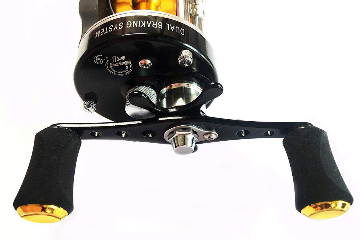 Ming Yang Mc600 Black Baitcasting Reel 6 Bb Right Handed Saltwater Fishing Gear Ratio 5.3:1 Muskie Catfish Fishing, Conventional Casting Reel With Power Handle
