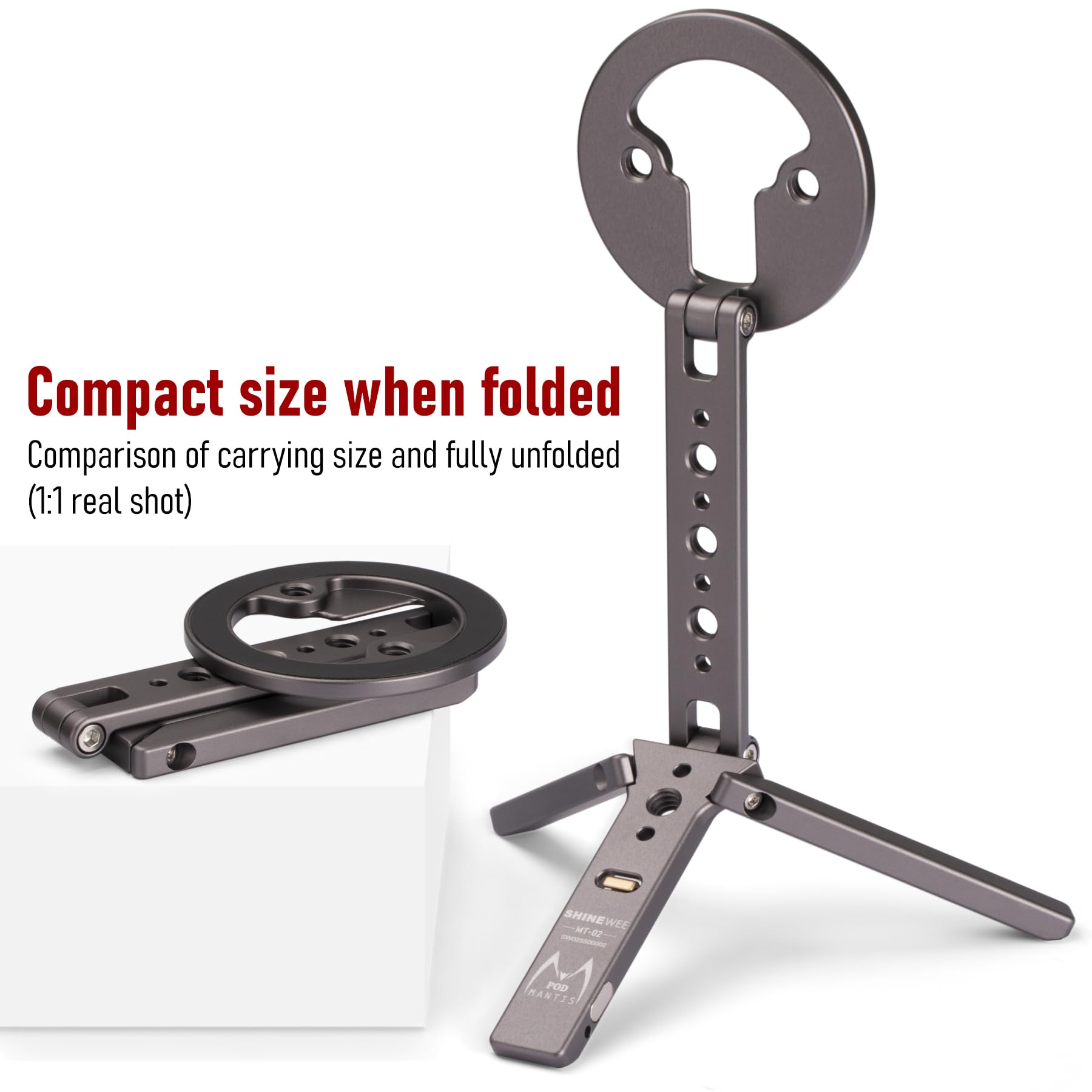 Shiee Magnetic Tripod For Iphone 12/13/14/15/16 & Magsafe Cases Handy Phone Stand 20 N52 Magnets Inside, Cold Shoe Mount, 1/4" Screw & Foldable Hook