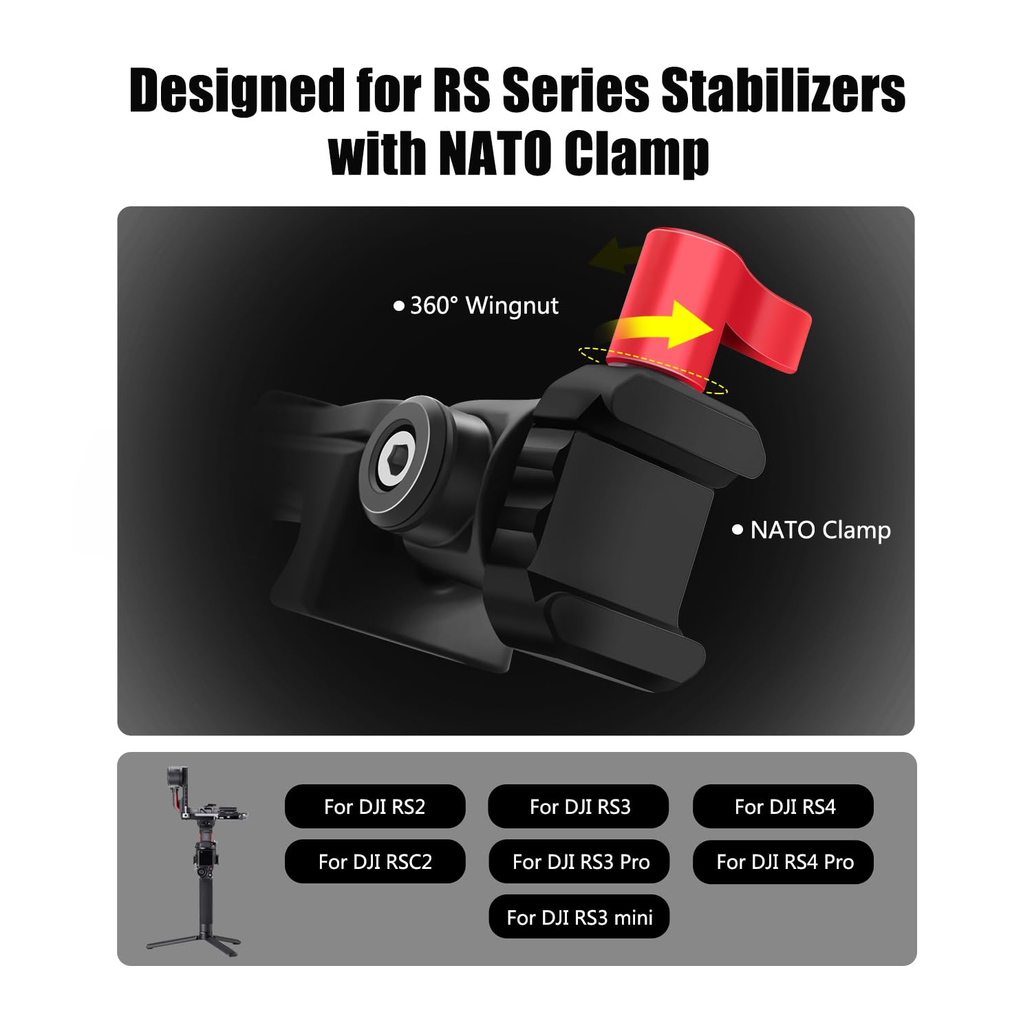Hafoko Aluminum Alloy Phone Tripod Mount With Cold Shoe Mount & Nato Clamp Compatible With Dji Rs4/Rs4 Pro/Rs3/Rs3 Pro/Rs3 Mini Gimbal Stabilizer