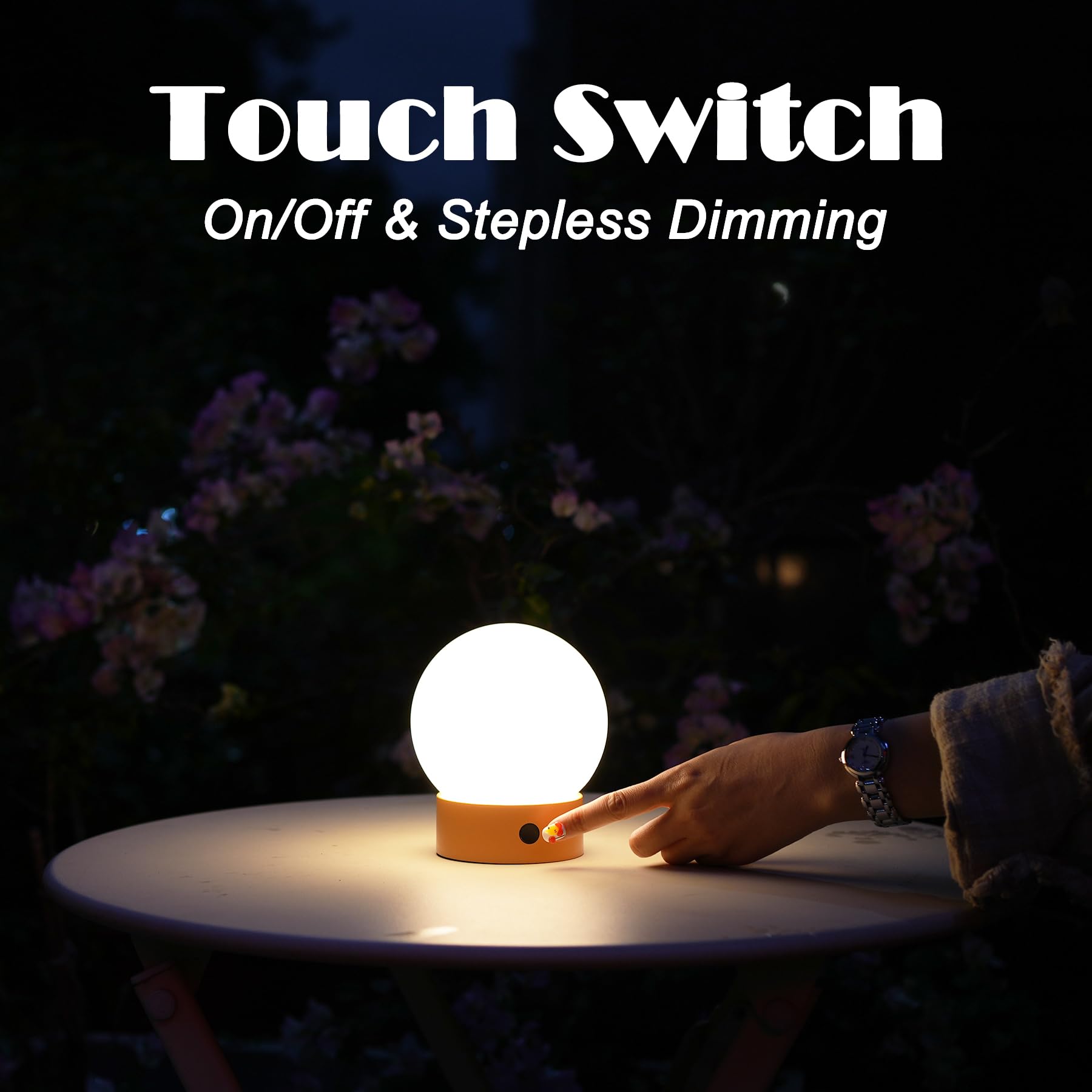 Weilailux Small Cute Cordless Table Lamp Rechargeable, Battery Operated Shower Lamp Waterproof, Touch Dimmable Globe Ambient Light For Outdoor/Bedside/Patio/Dining (Orange)