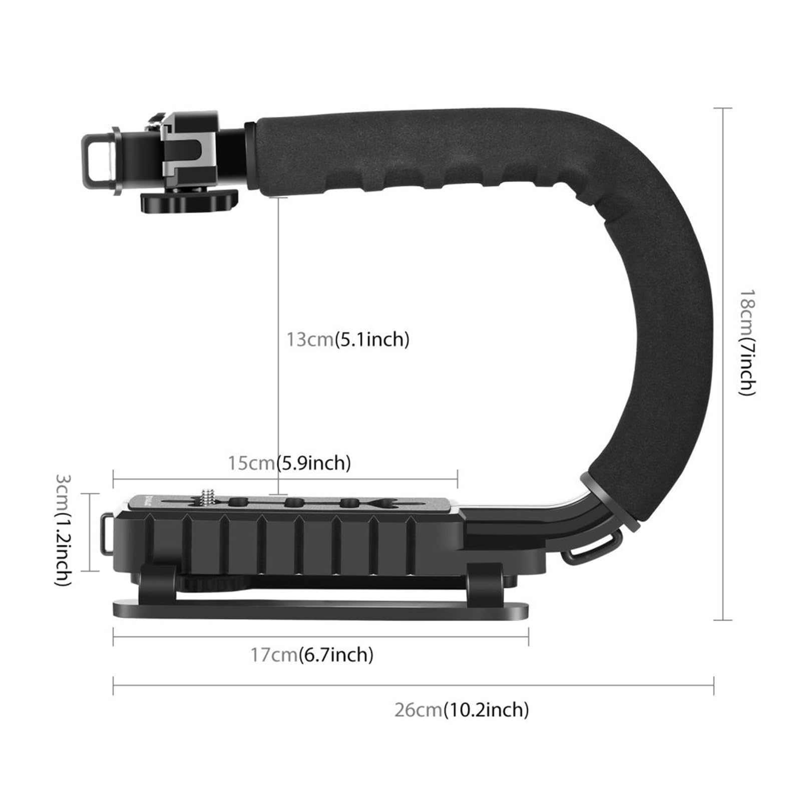 Caruner U/C Shape Portable Handheld Camera Bracket Stabilizer With Cold Shoe Tripod Head Phone Clamp Long Screw For Slr Dslr Cameras