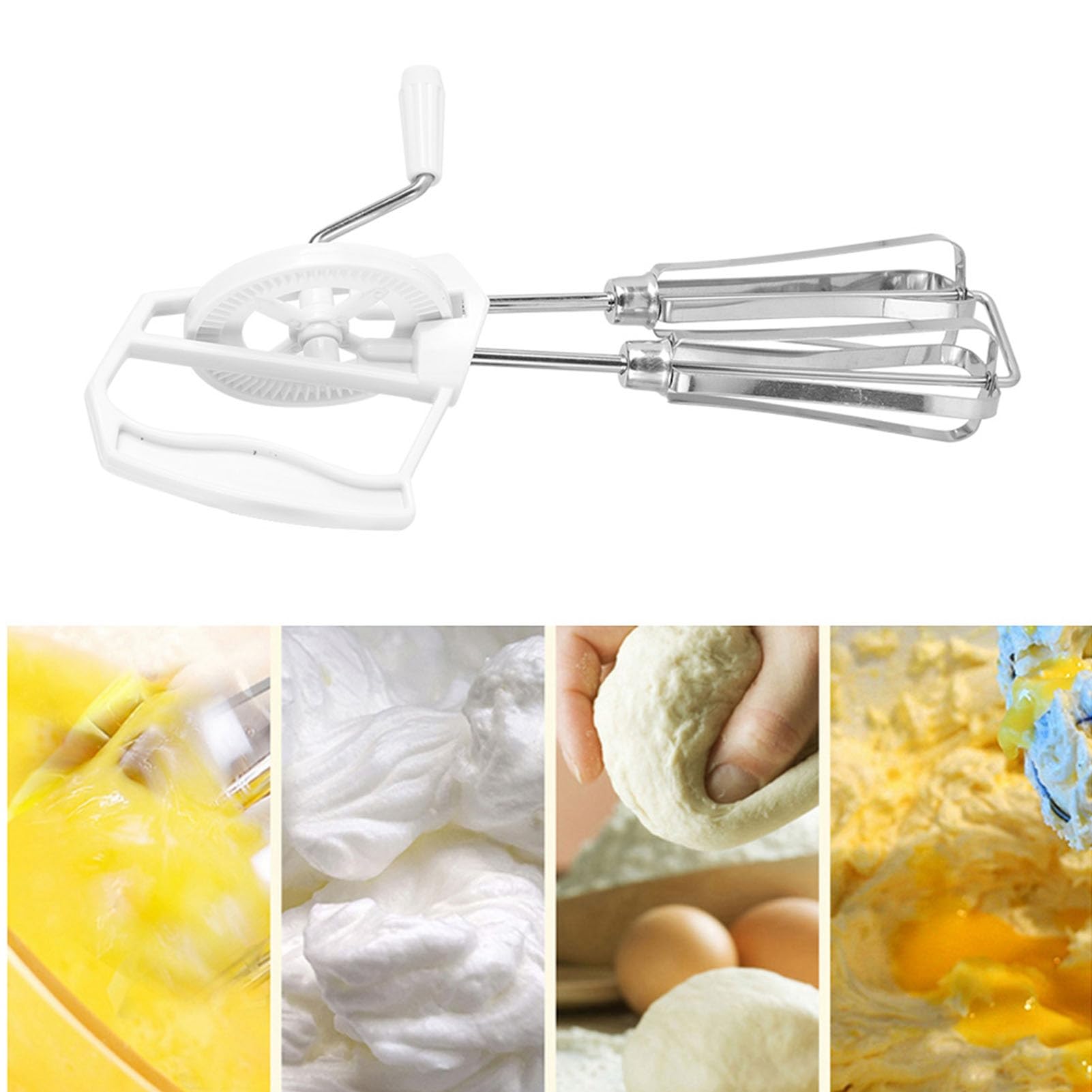 Dmlengoin Stainless Steel Handheld Manual Egg Blender Mixer Beater Home Kitchen Cooking Tool