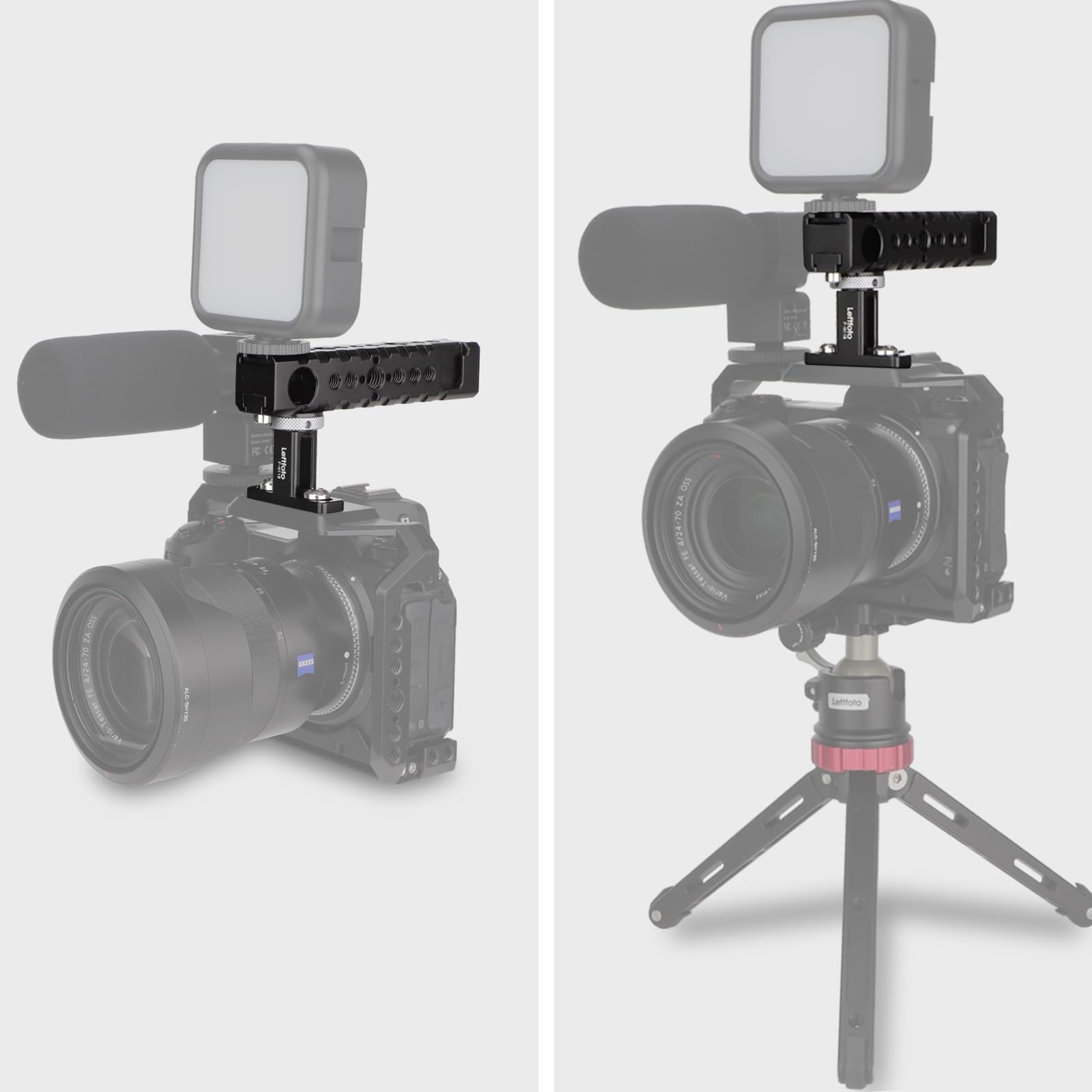 Leftfoto Universal Camera Top Handle Grip/Side Handle, For Dslr Camera Cage Video Camcorder Rig Video Film Movie Making,With Shoe Mount For Led Lights Microphones