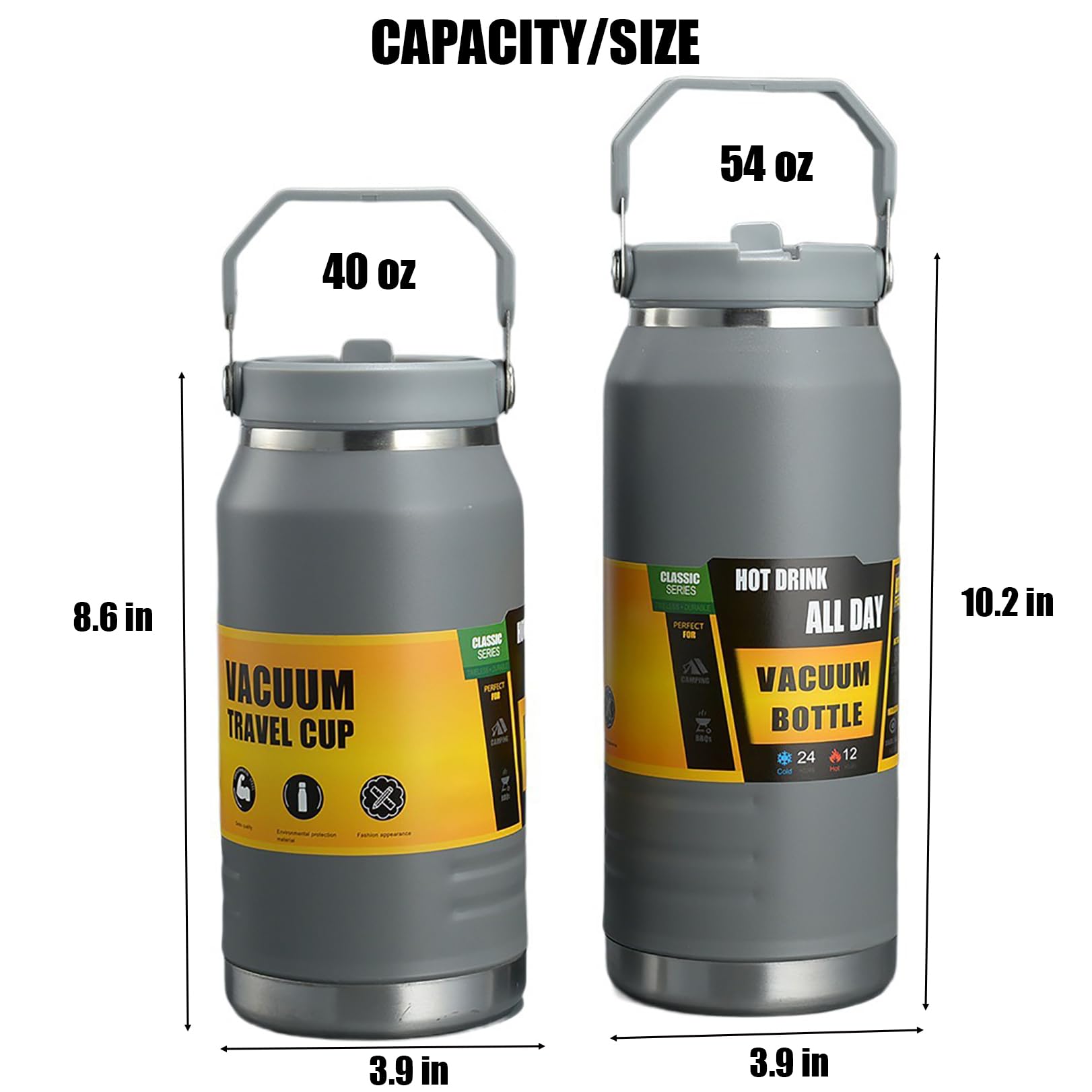 Insulated Stainless Steel Water Bottle With Straw, Double Walled Insulated,Portable Large Capacity