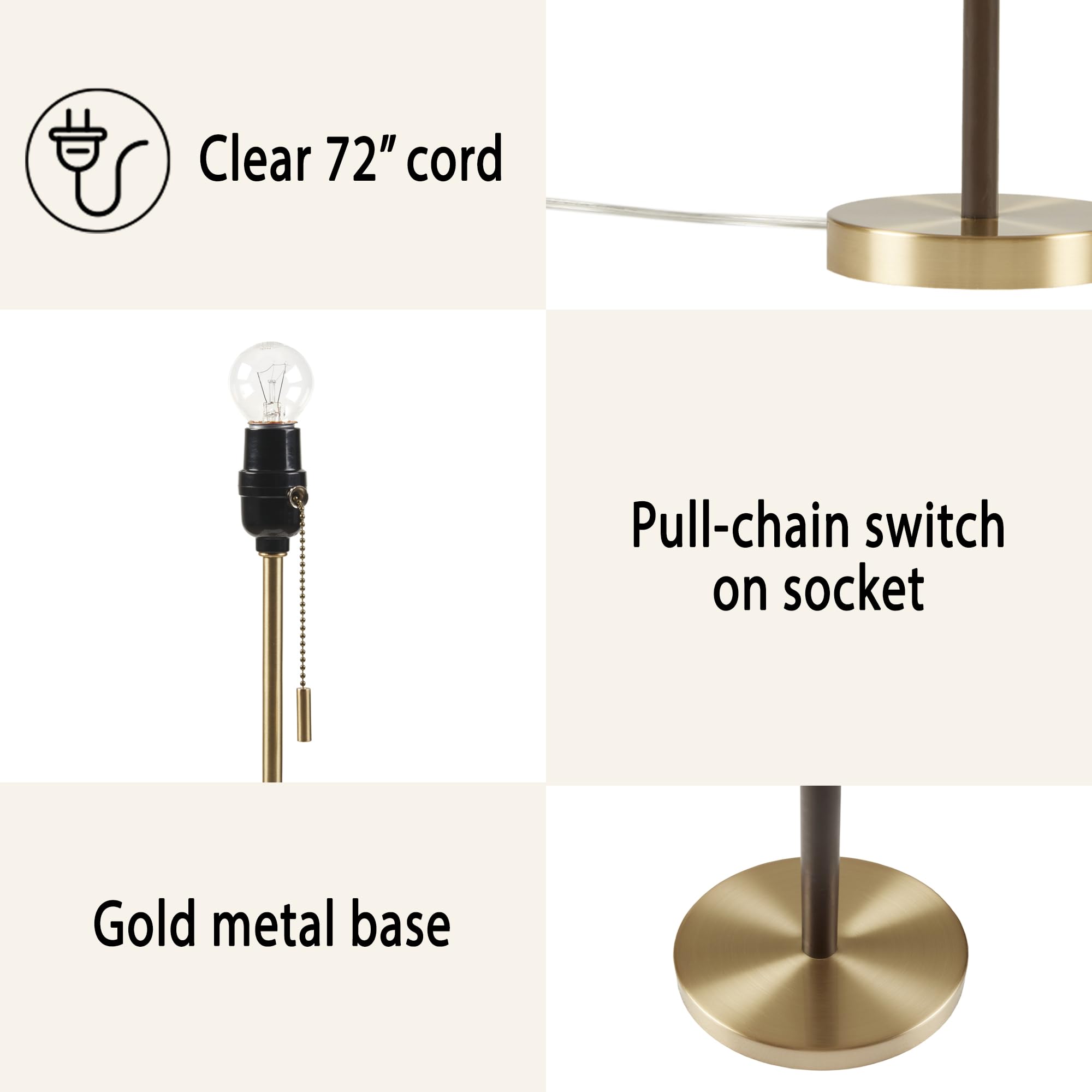 Ink+Ivy Table Lamp - Mid-Century Two-Tone Gold Nightstand Bedside Lamp, Chic Study Lamp, Clear Polarized Cord, Pull Chain Swtich, Bromley Lamp Décor Empire Fabric Shade, 23.5" H Gold/Brown