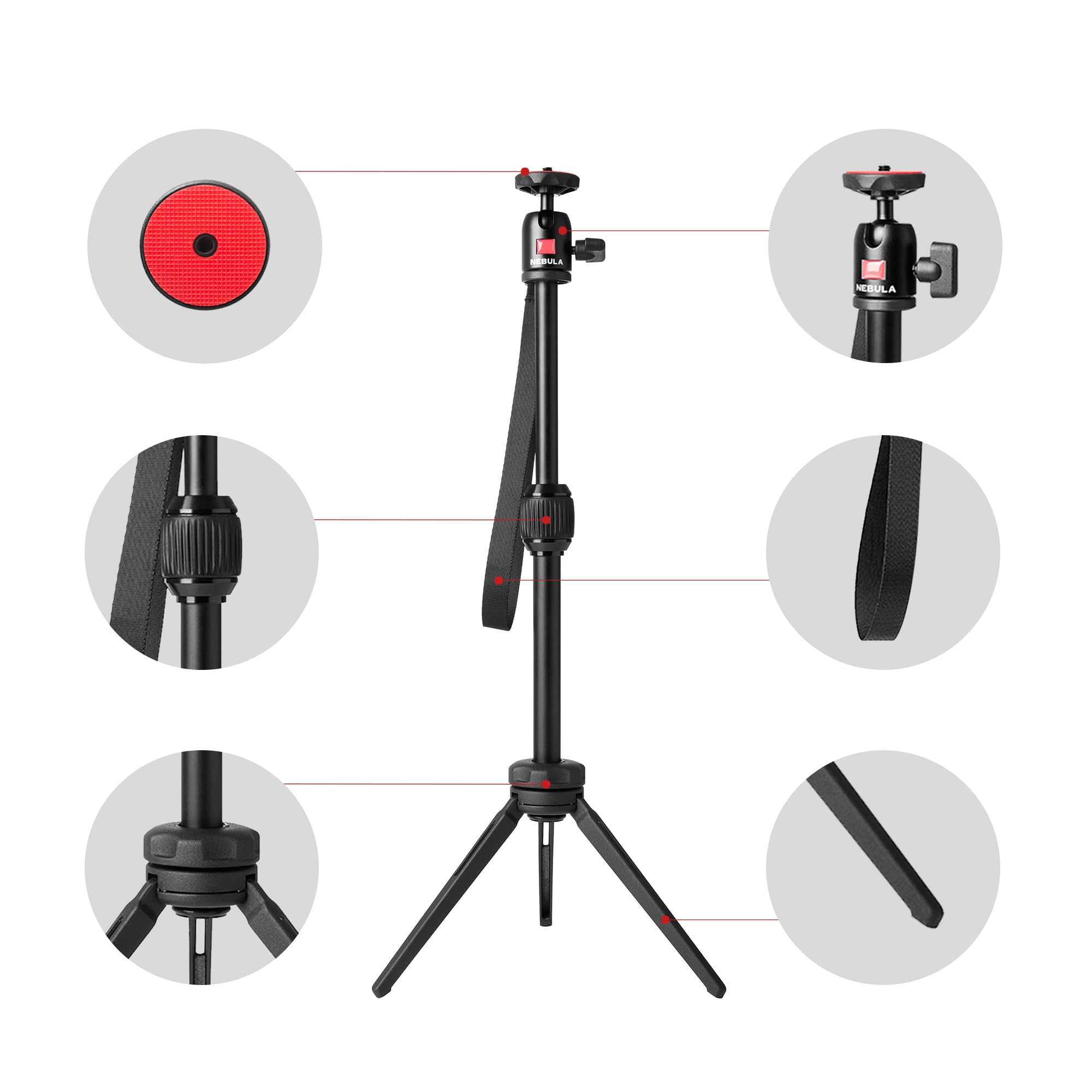 Nebula Adjustable Tripod Stand, Compact, Portable Projector Stand, Includes Universal Mount And Swivel Ball Head - Aluminum Alloy Tripod Stand, For Capsule 3, Capsule 3 Laser, Capsule Air