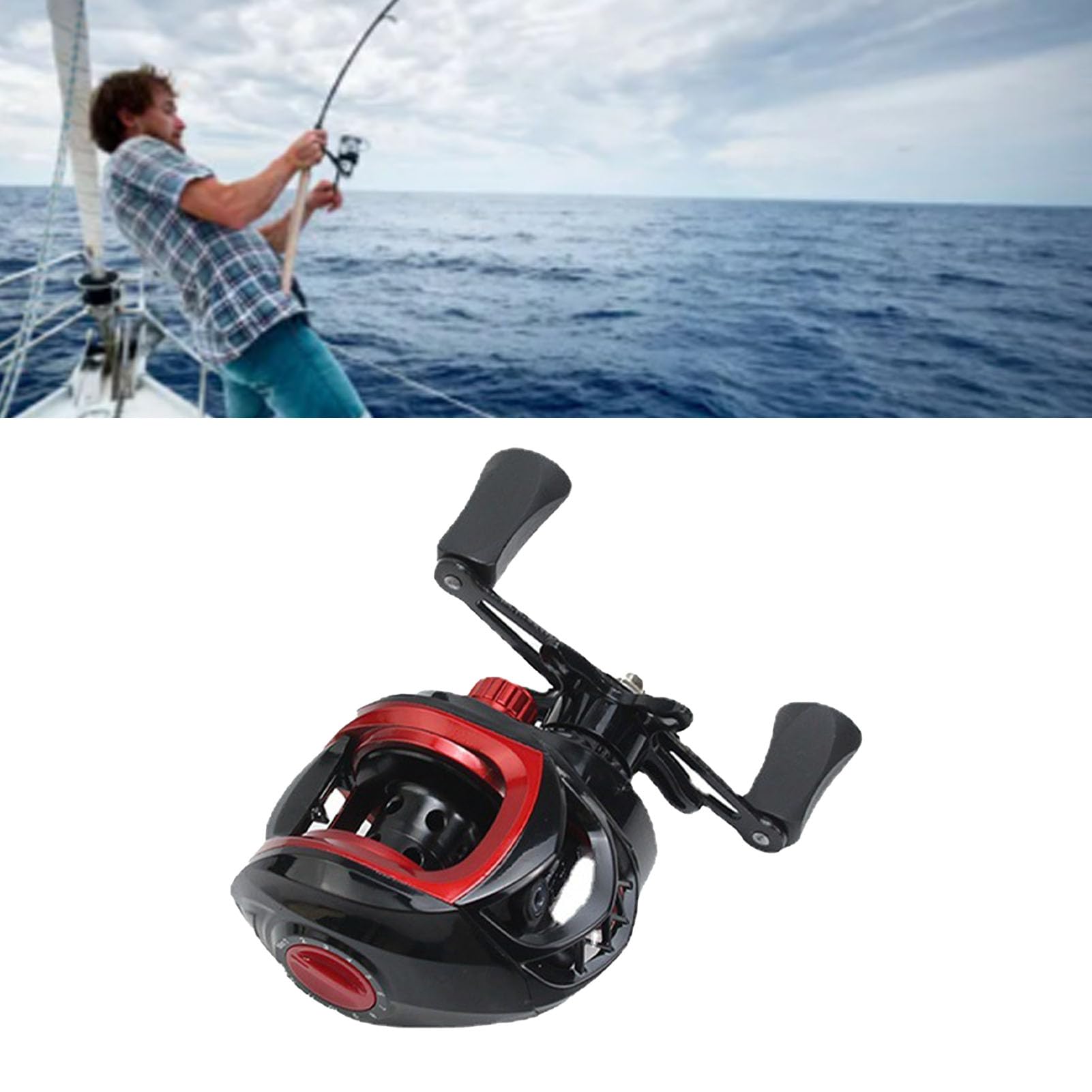 Zizev Fishing Reel, Saltwater Baitcaster Reels, Metal Portable Baitcasting Reel For Ice Fishing (Right Hand)