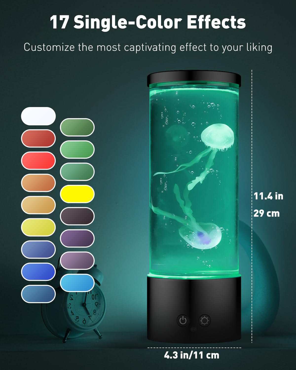 Pawfly 11 Inch Jellyfish Lamp Usb-C Powered Led Jellyfish Light With 4 Lighting Modes & 17 Color Changing Effects Table Mood Lamp Night Light For Home Office Decoration For Birthday Easter