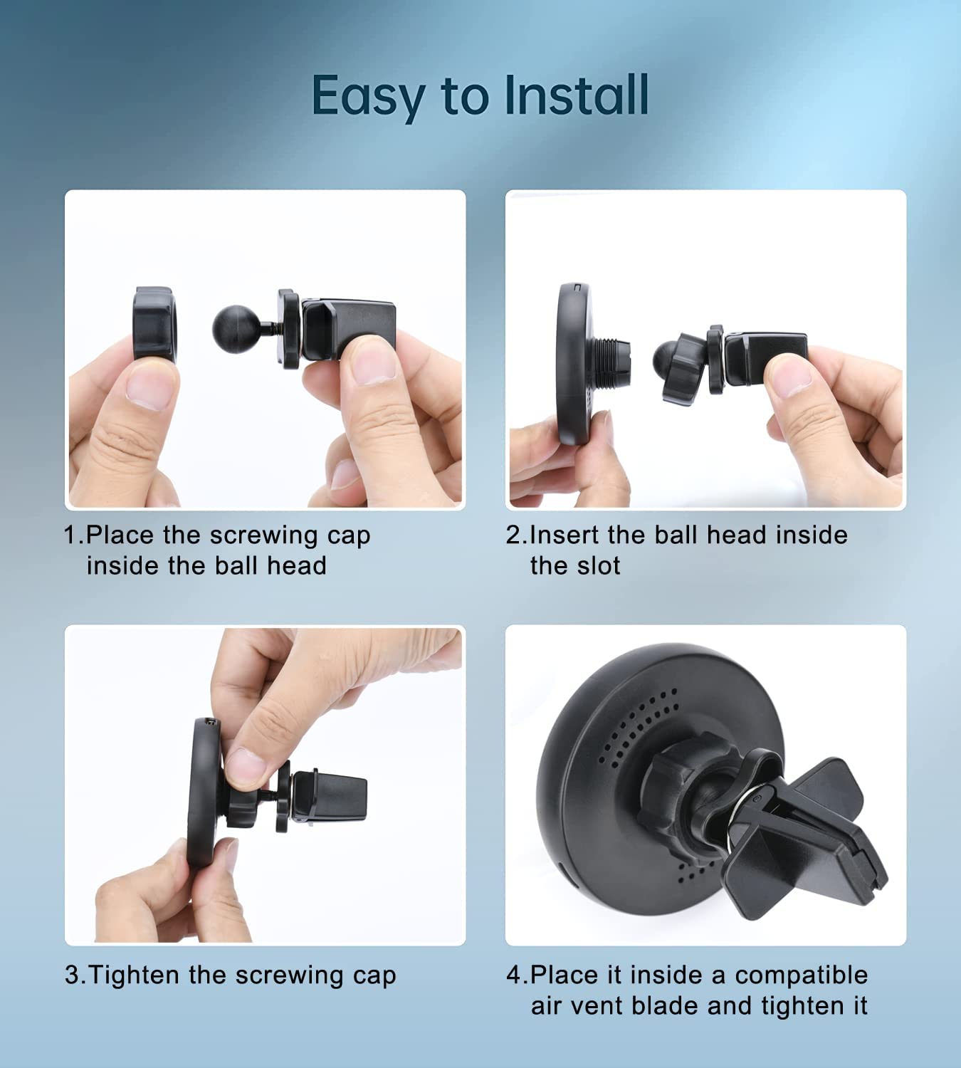 Gloplum Magnetic Wireless Car Charger Mount Compatible With Magsafe Iphone 15/ Iphone 14/Iphone 13, Fast Charging Air Vent Magnet Accessories Car Phone Holder