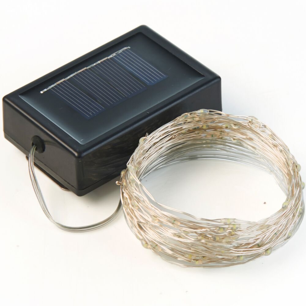 Hunnykome Solar Lighting Solar Powered String Lights, 100 Led Copper Wire Lights, Waterproof Starry String Lights, Indoor/Outdoor Solar Decoration Lights For Gardens, Patios, Homes, Parties: 20 Ft, Platinum
