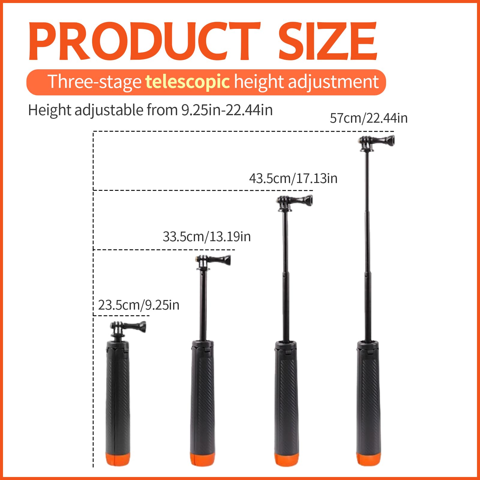 Elasignshopo 4 In 1 Floating Selfie Stick For Gopro Hero 13, 12, 11, 10, 9, 8, 7, 6, 5, 4, 3, 3+、Dji Osmo、Insta360, Floating Hand Grip Tripod Stand Waterproof Extendable Monopod