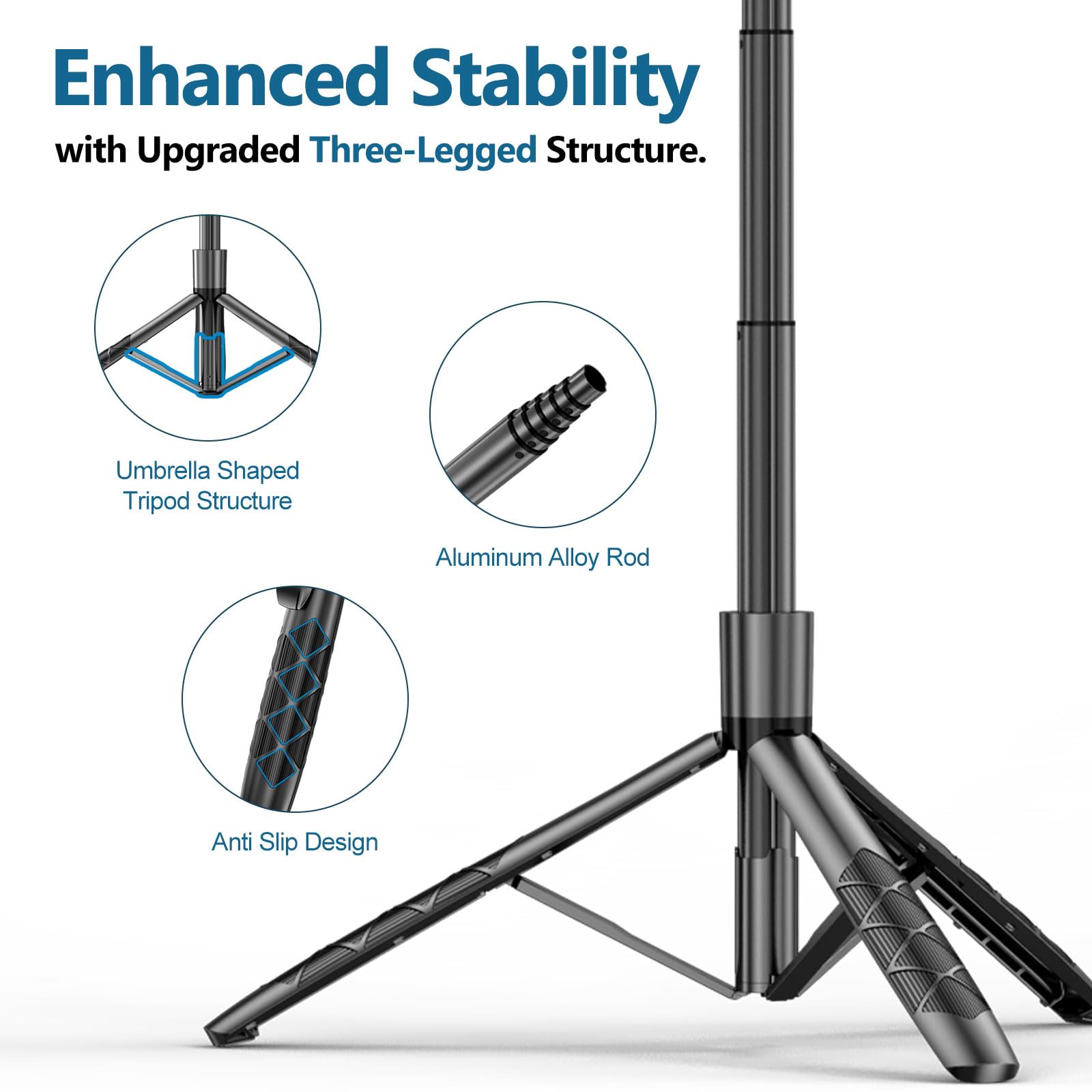 Ccblzll Selfie Stick Tripod For Phone With Light - 62" Phone Holder For Recording Selfie Stick Tripod Rotating Phone Stand Tall With Light 6 In 1 Selfie Stick With Light Portable Tripod