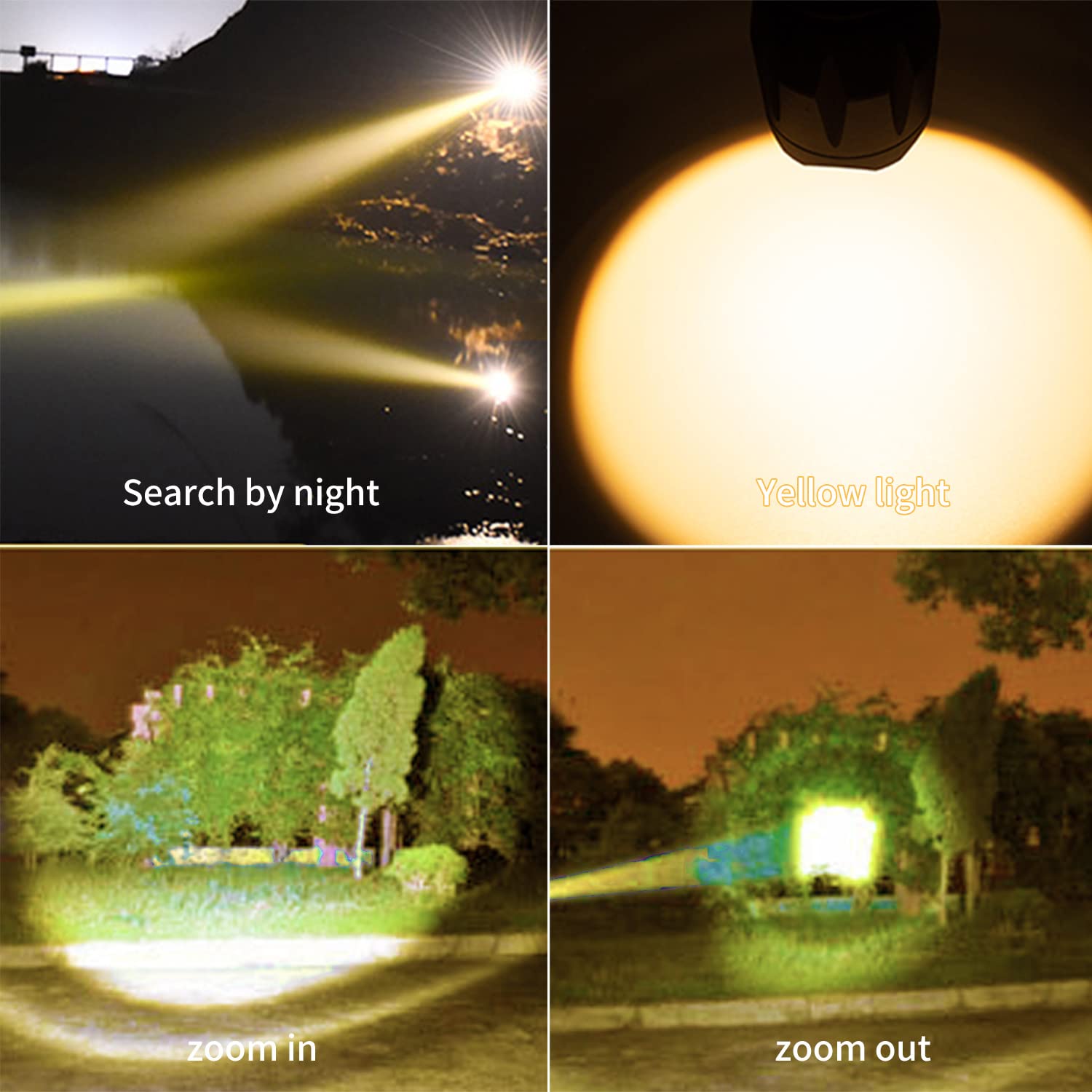 Yzyoe Red Light Tactical Flashlight, 4 In 1 White, Yellow, Amber, Red Light, Rechargeable, 1800K Warm Light For Eye Care, Hunting, Hiking, Wildlife Observation