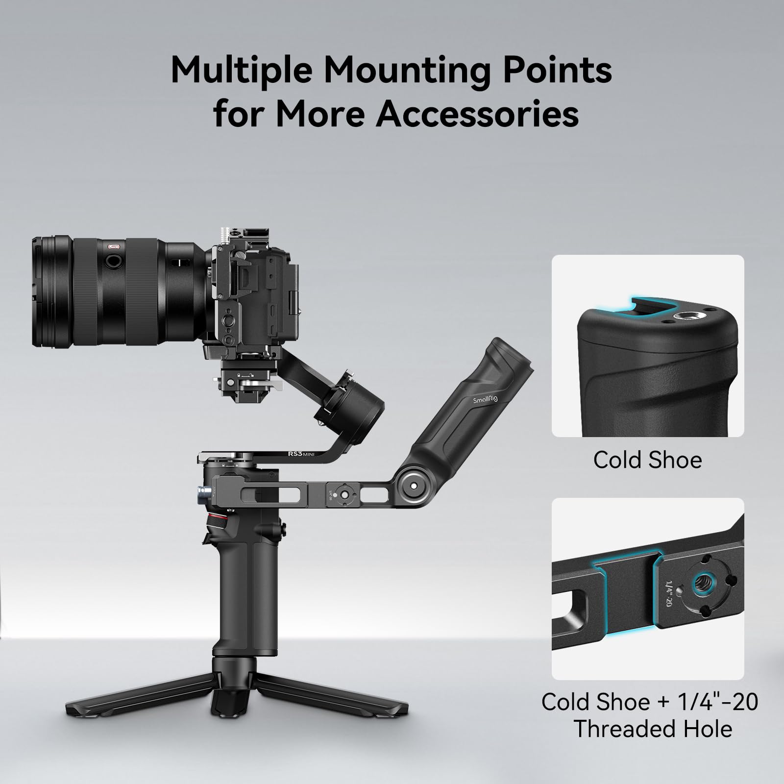 Smallrig Plastic Lightweight Adjustable Handle Sling Handgrip Only For Dji Rs 4 Mini/Rs 3 Mini Gimbal Handheld Stabilizer, With Nato Clamp And Cold Shoe Mount