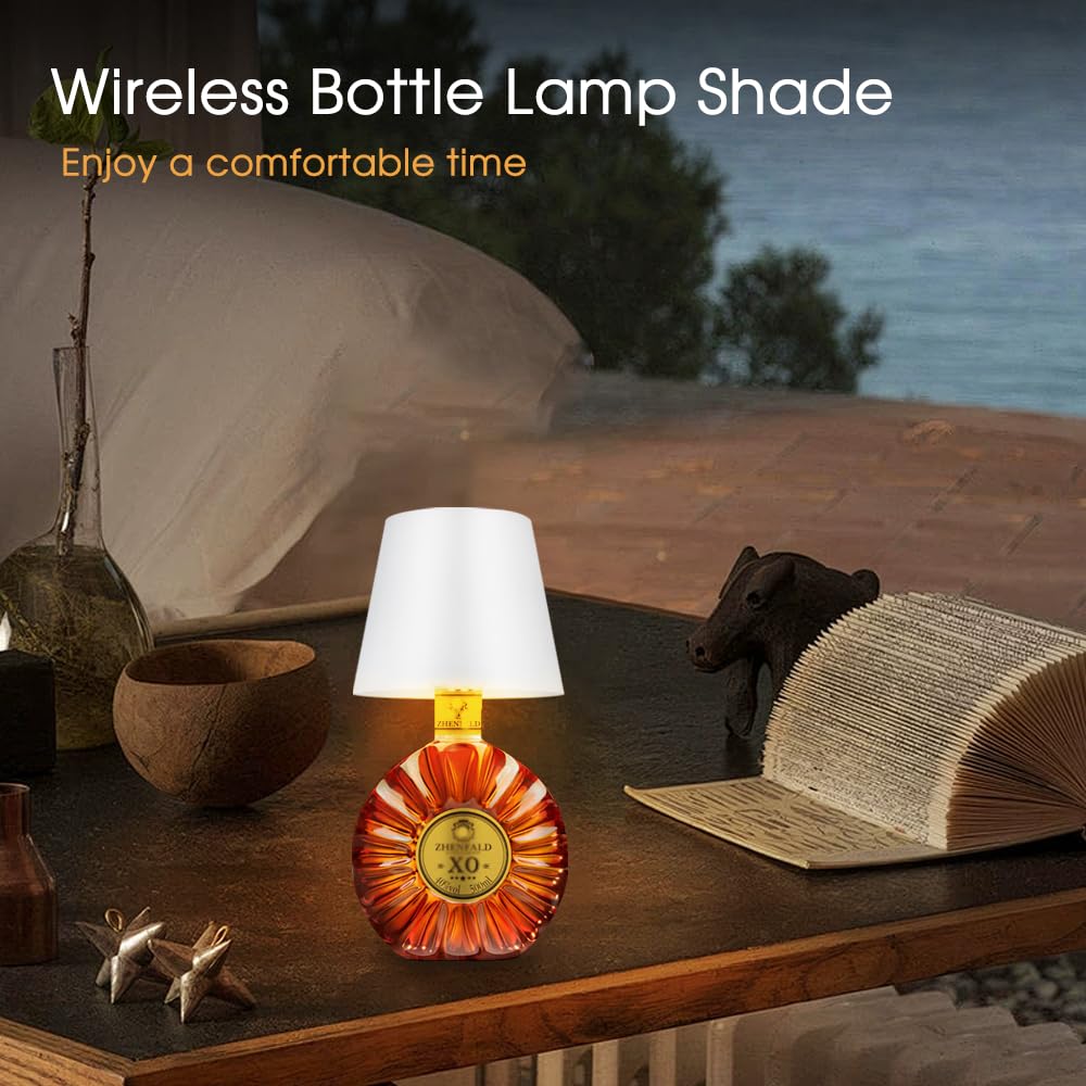 Ejfoiej Wireless Bottle Lamp Shade,Touch Control Wine Bottle Lamp,3 Color Stepless Dimming Bottle Table Lamp,Night Light For For Bars Restaurants