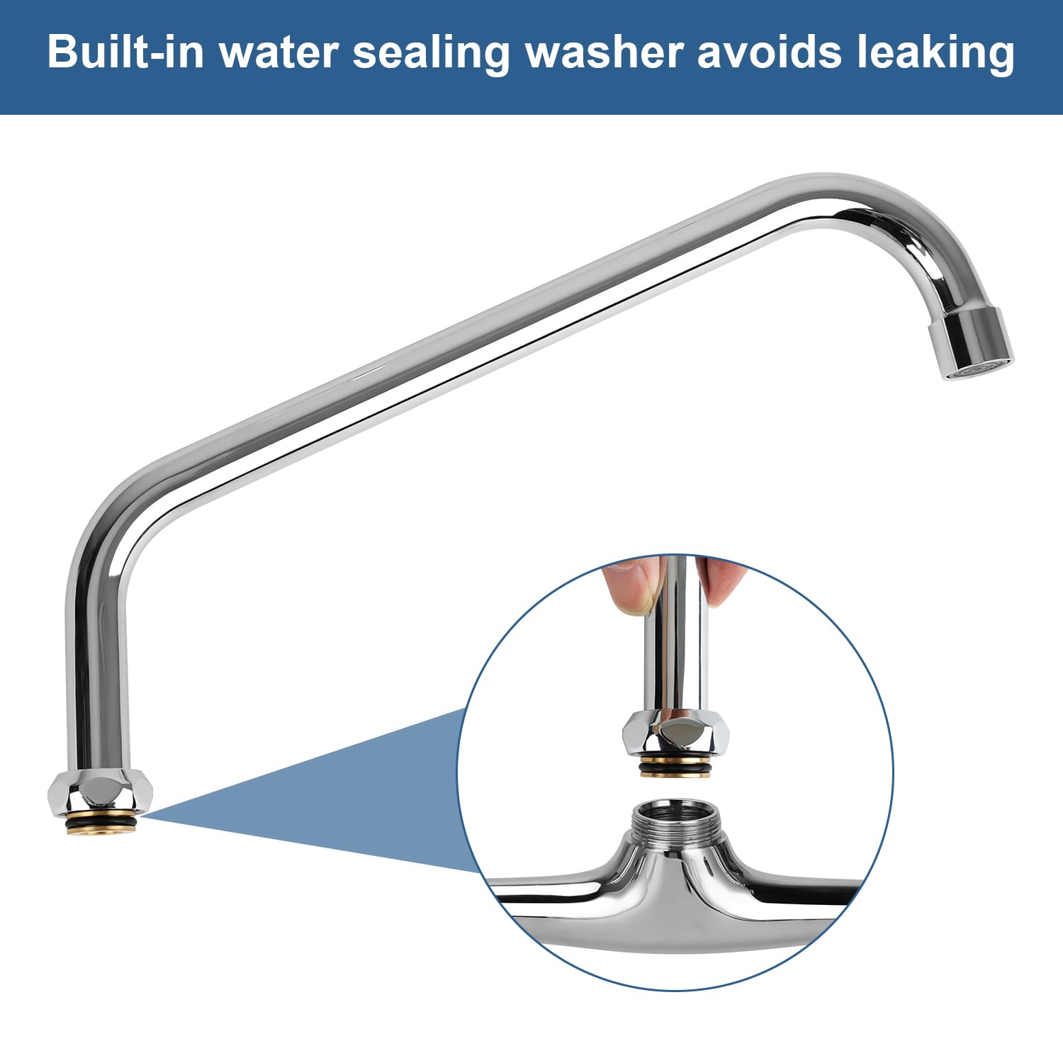 Tnroted 12 Inch Faucet Spout Replacement Fits For All T&S Faucets, 360° Commercial Sink Faucet Swivel Spout For 2 Or 3 Bay Compartment Sinks