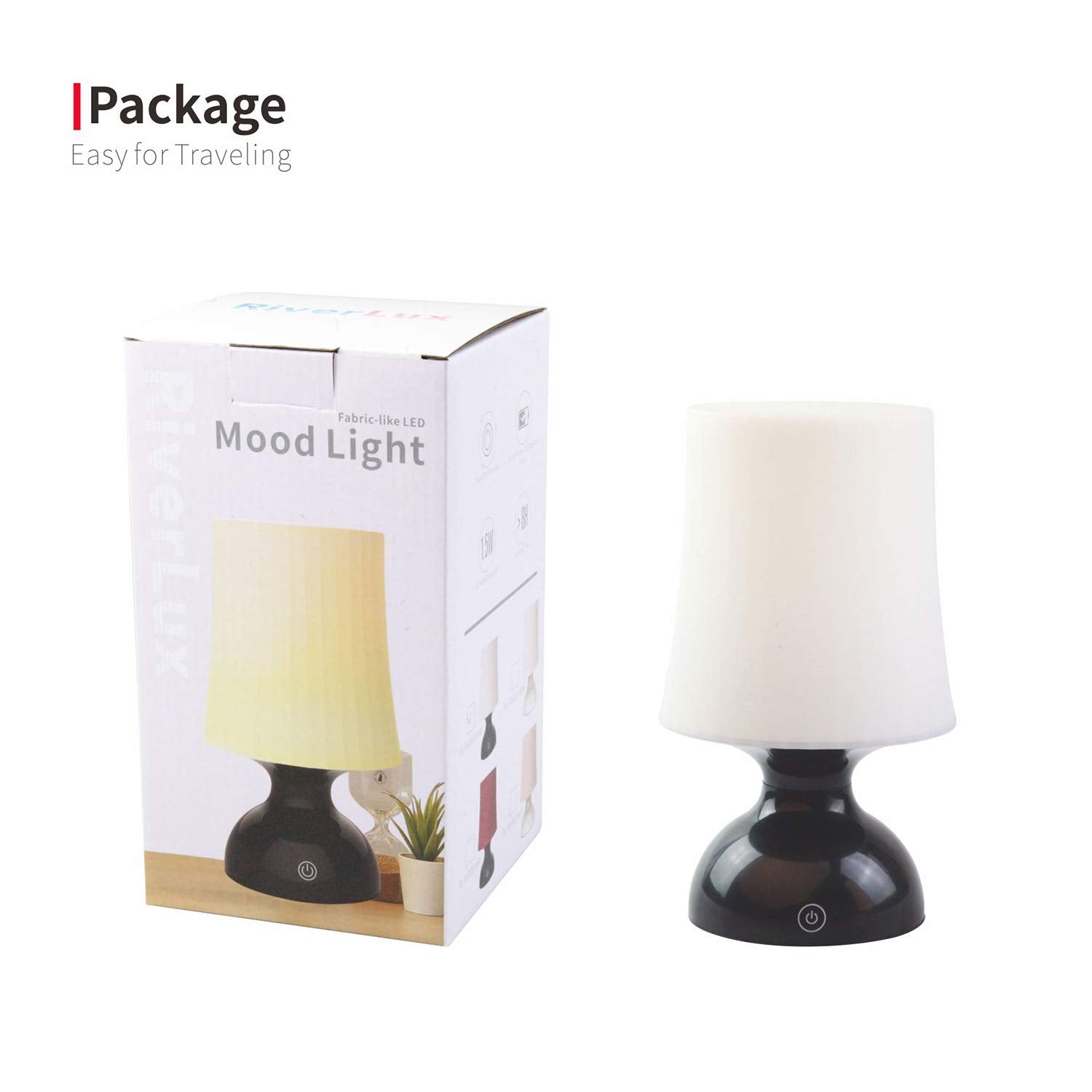 Riverlux Led Mood Light,Black And White Lamp,Nordic Style Table Lamp,Minimalist Desk Lamp,Nursery Night Light,Battery Operated Table Lamp,Children Bedside , Portable Led Lamp