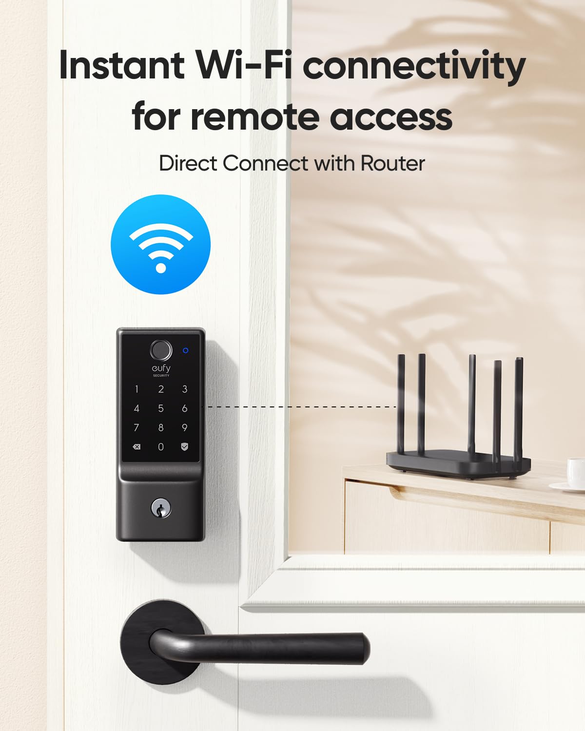 Eufy Security Smart Lock C220, Fingerprint Keyless Entry Door Lock, Built-In Wi-Fi, App Remote Control, Front Door Smart Lock Deadbolt, 8Months Battery, Reliable Power, Ip53 Waterproof, Bhma Grade 3