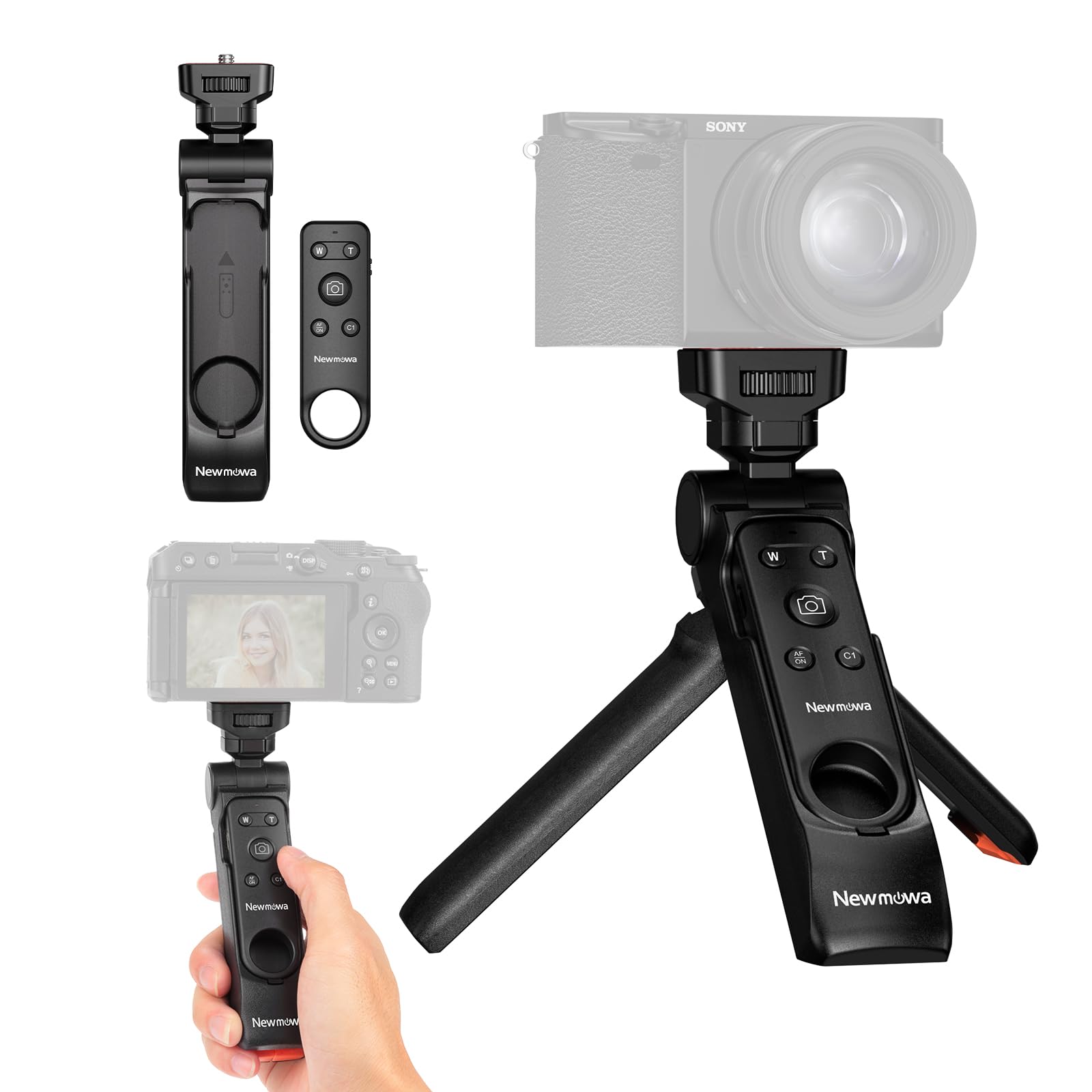 mowa Wireless Remote Control Shooting Grip & Mini Tripod For Sony Zv-1, Zv-1F, A7 Iii, A7R Iii, A9, A6100, Rx100 Vii, Canon Eos Rp, Eos R, 6D Mark Ii, 800D, Nikon Z, Z6 Ii, Z50, Coolpix A1000
