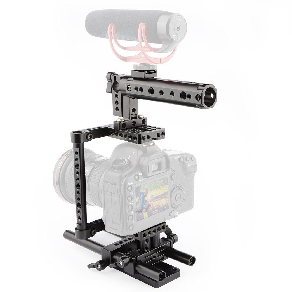 Camvate Camera Cage Rig Top Handle Tripod Mount Plate Compatible For Sony Panasonnic(Black) - 1136