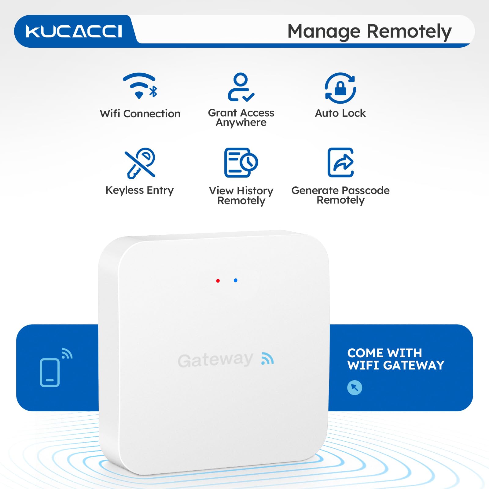 Kucacci Keyless Entry Wifi Smart Deadbolt - Keyless Entry Fingerprint Door Lock - Come With Wifi Gateway Remote Control - Electronic Deadbolt For Front Door - Digital Code Lock - Generate Code Remotely