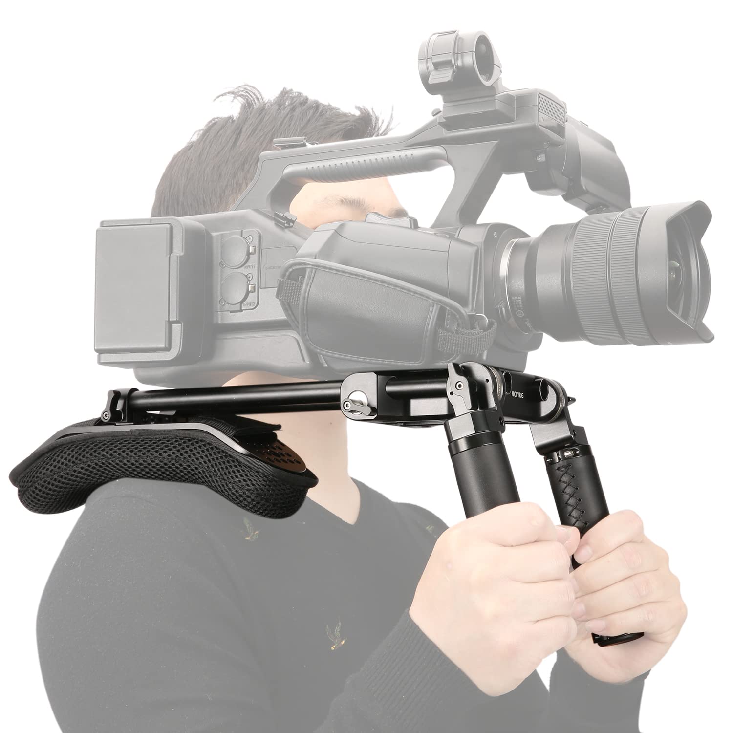 Niceyrig 15Mm Rod Rail Shoulder Rig Support System Applicable For Canon C300 C200 C100, Sony Fs7 Fs5 Fx9, Red Dsmc2 Cinema Camcorder And Dslr Camera, Rosette Mount Heavy Rig - 410