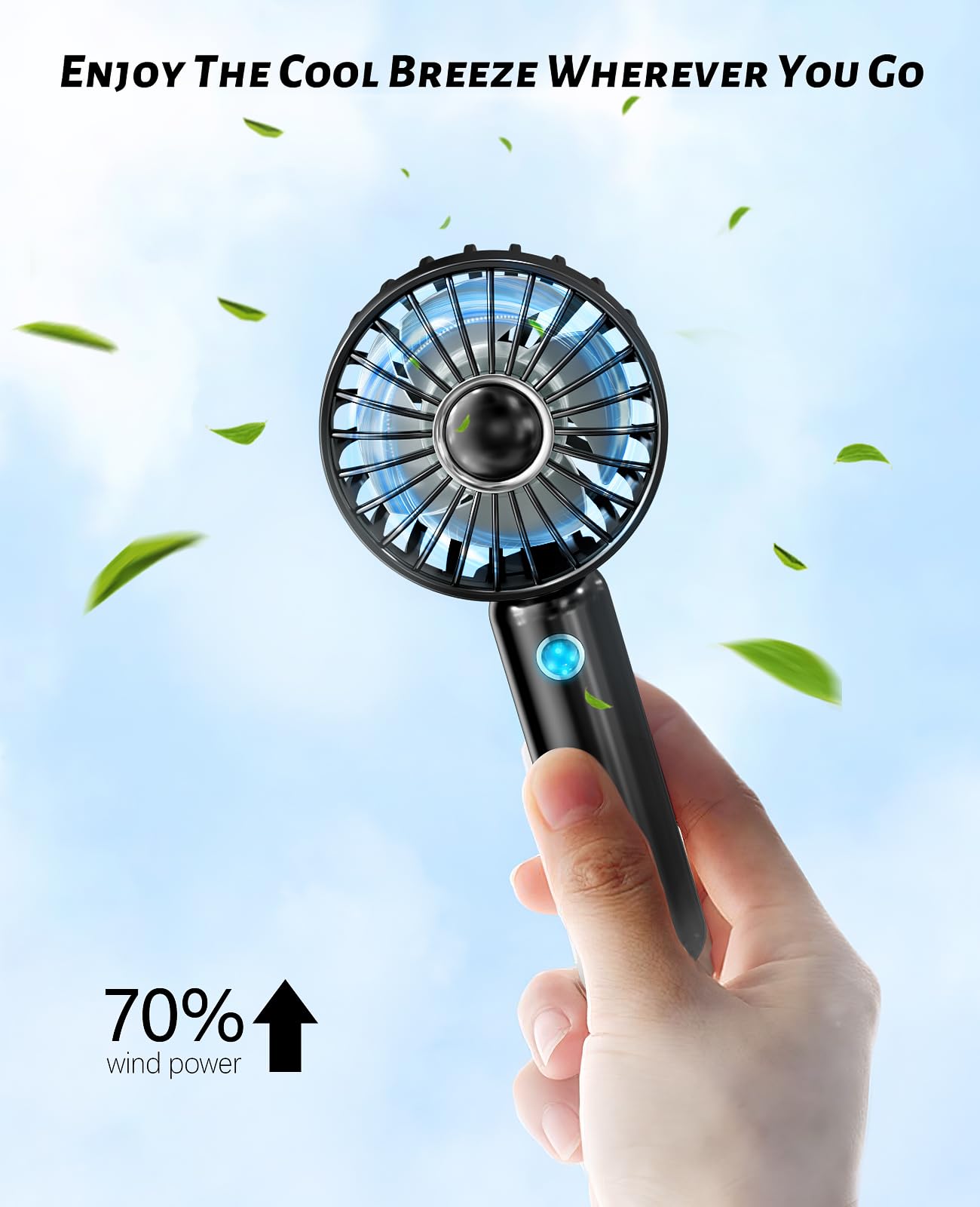 Mini Handheld Portable Fan, Small Personal Battery Operated Fan Lash Usb Rechargeable 3 Speed